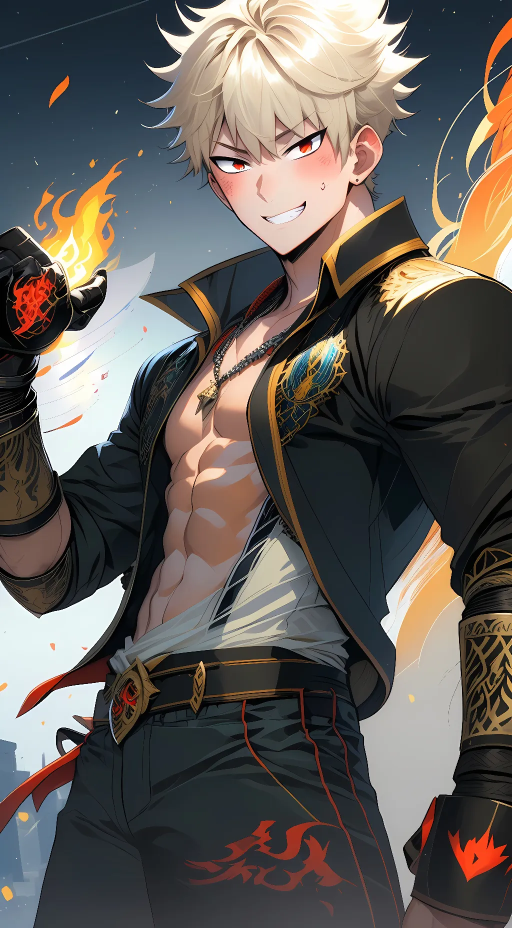 ai character: Katsuki Bakugou background