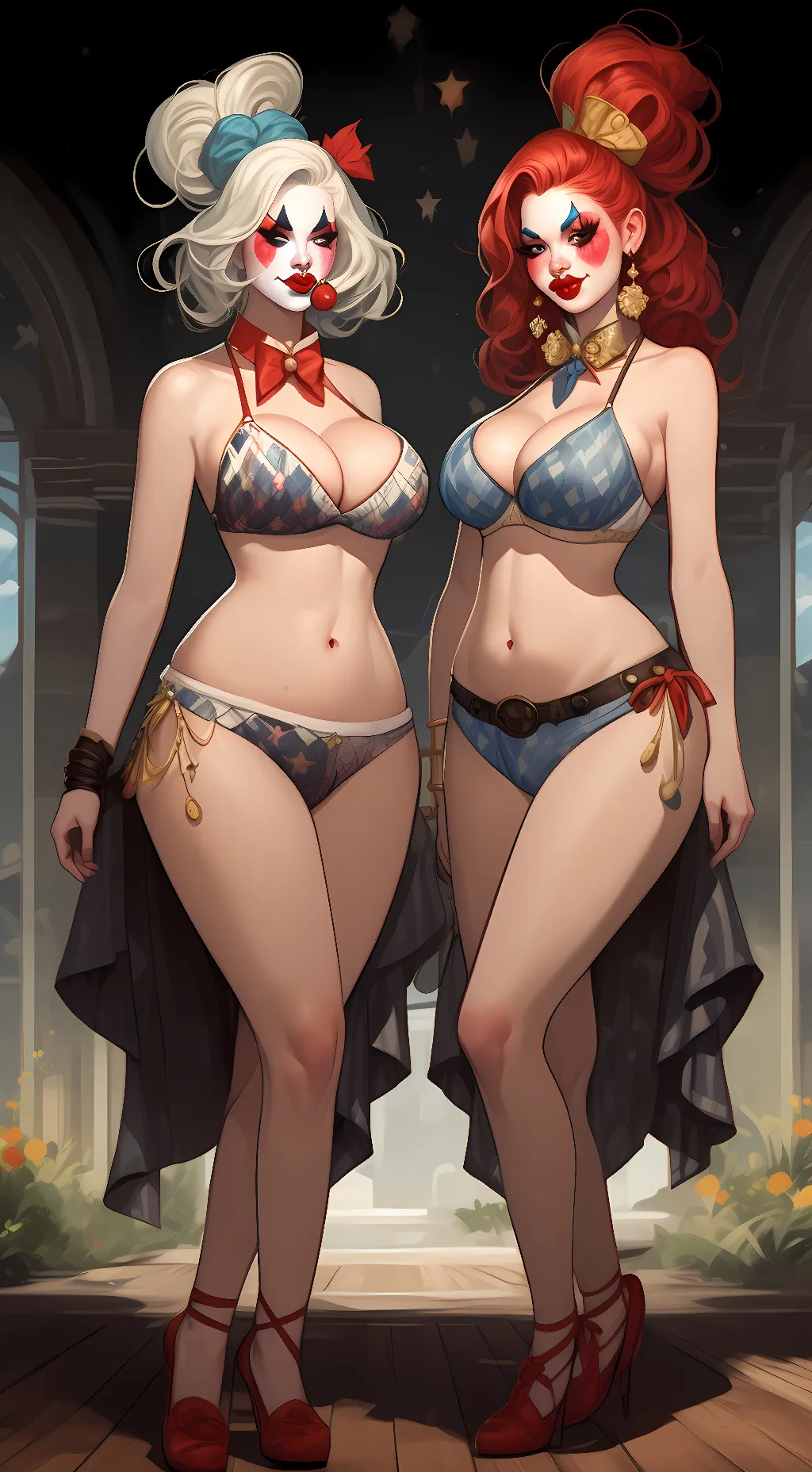 ai character: Clown twins  background