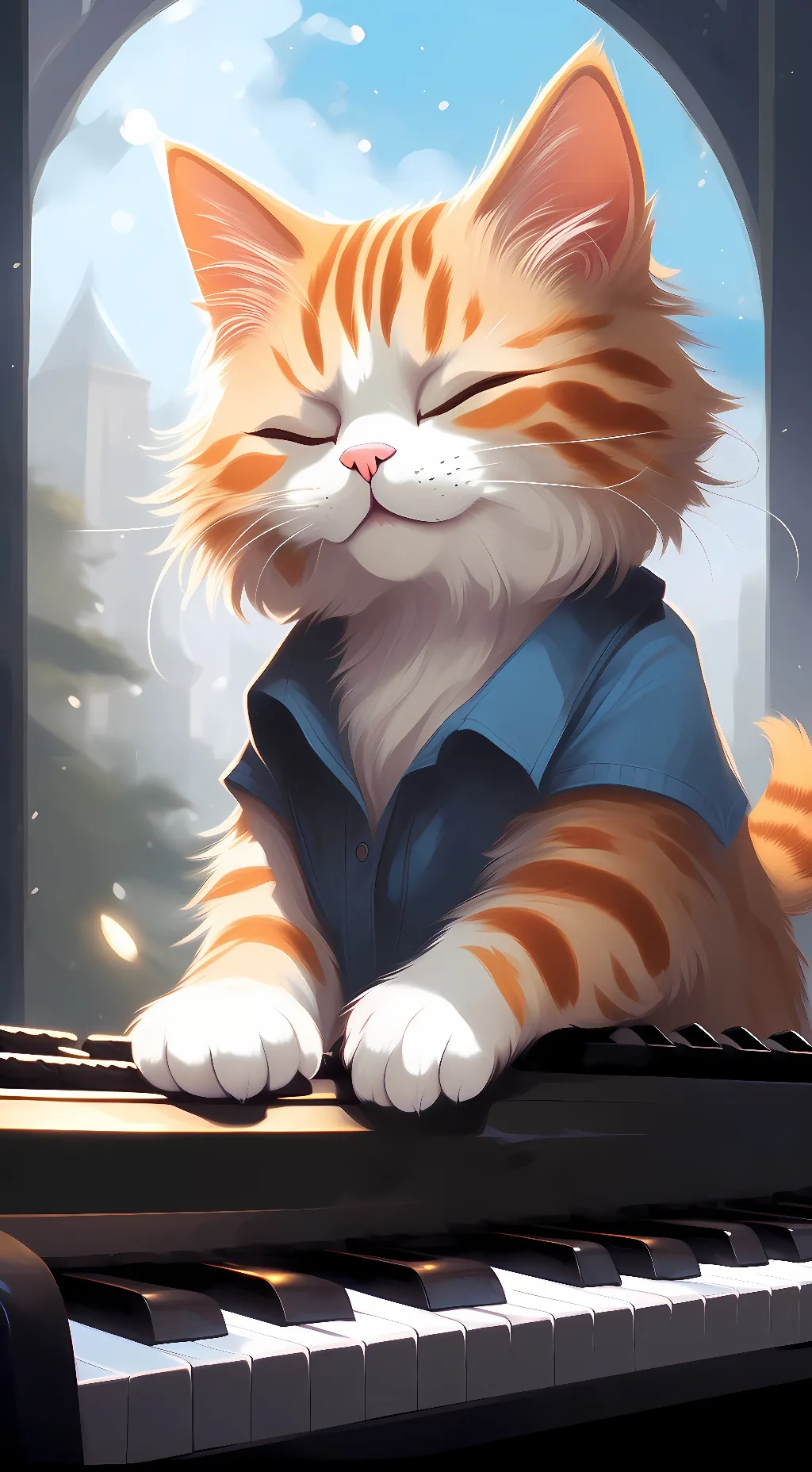 ai character: Keyboard cat  background