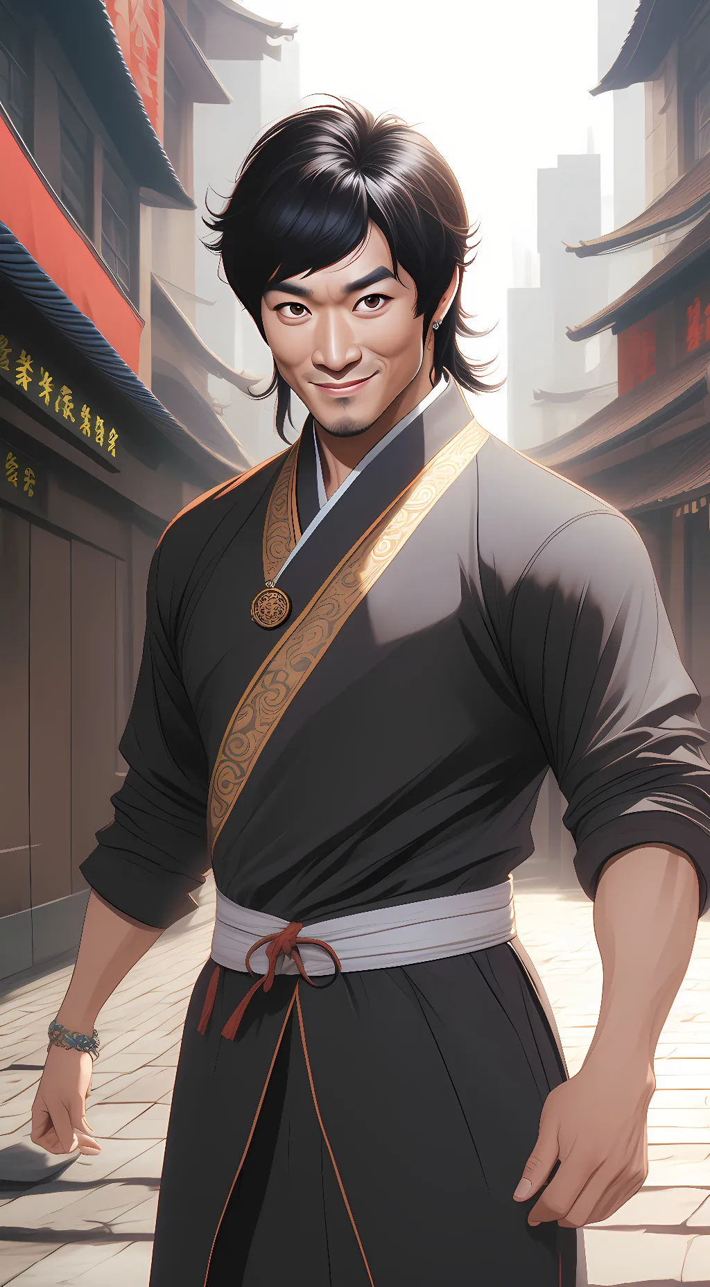 ai character: BruceJackie  background