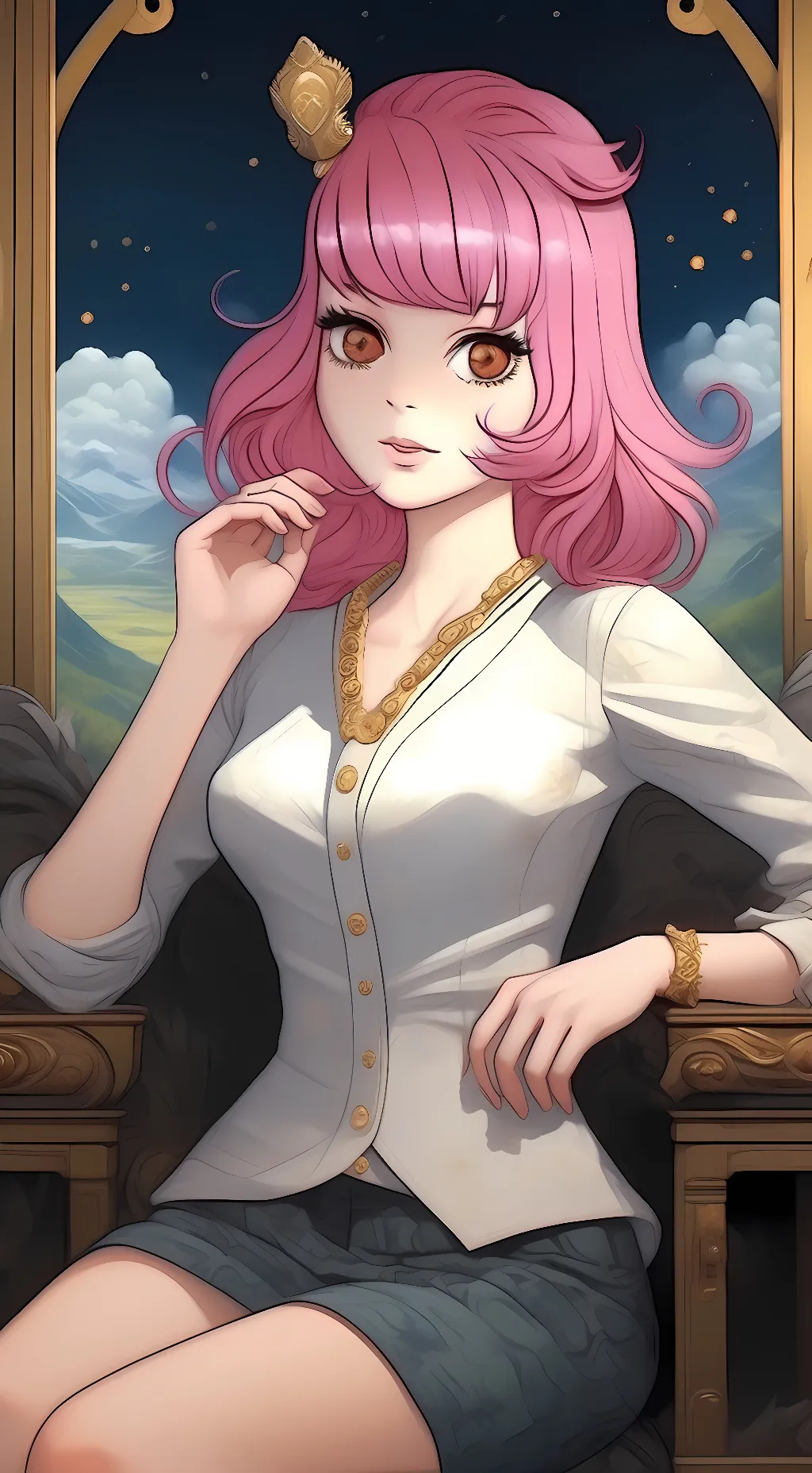 ai character: rainbow background