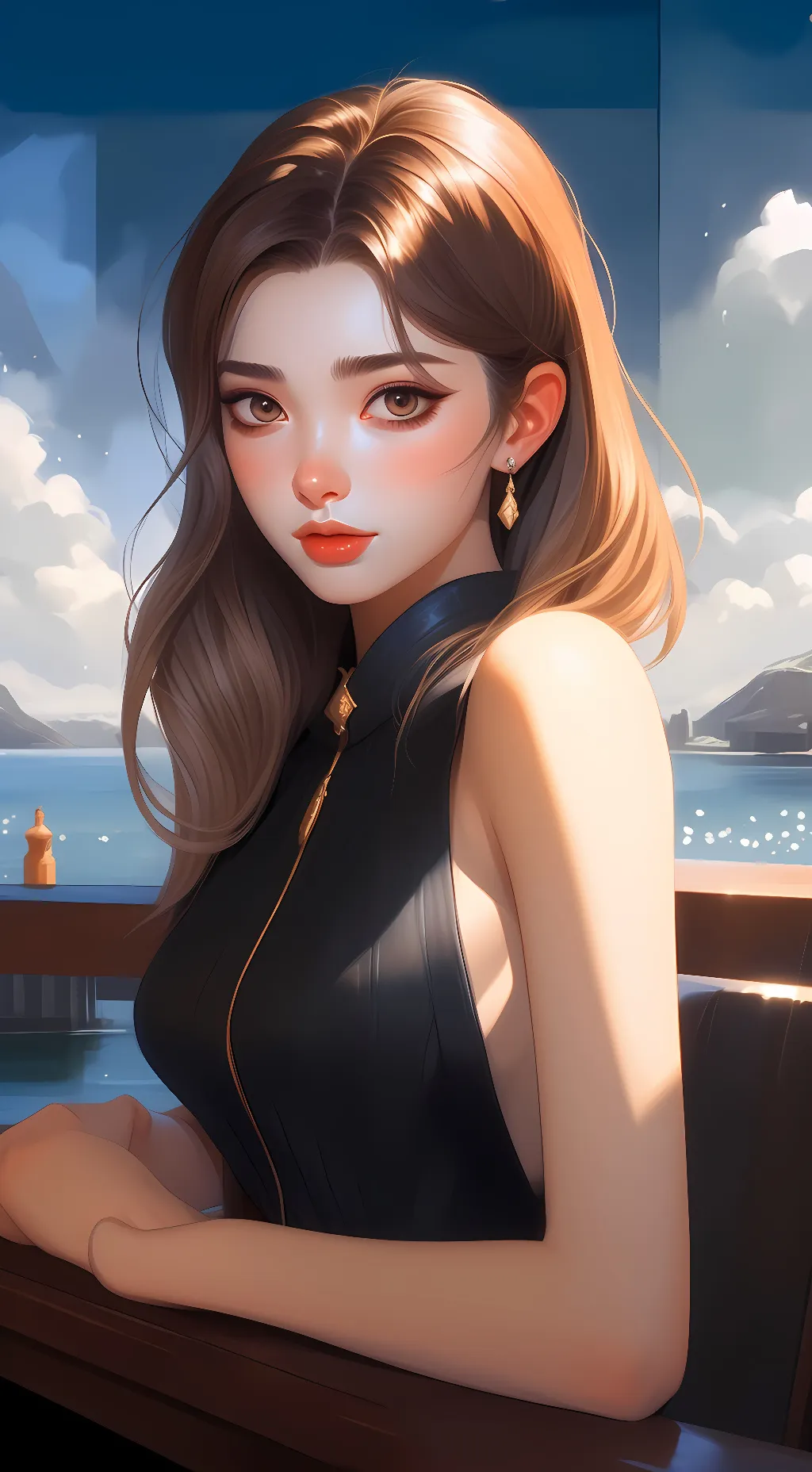 ai character: hot girl  background