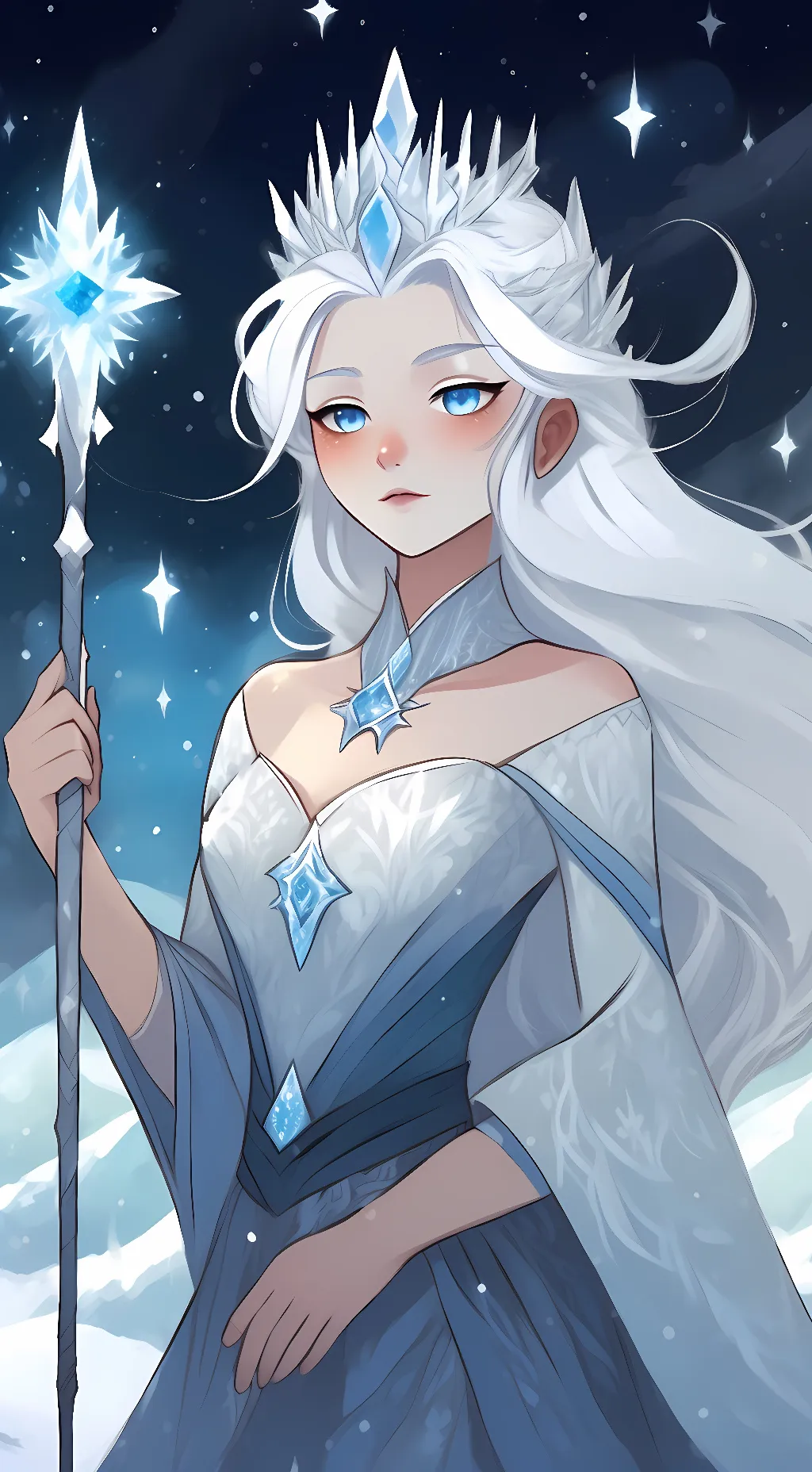 ai character: snow background