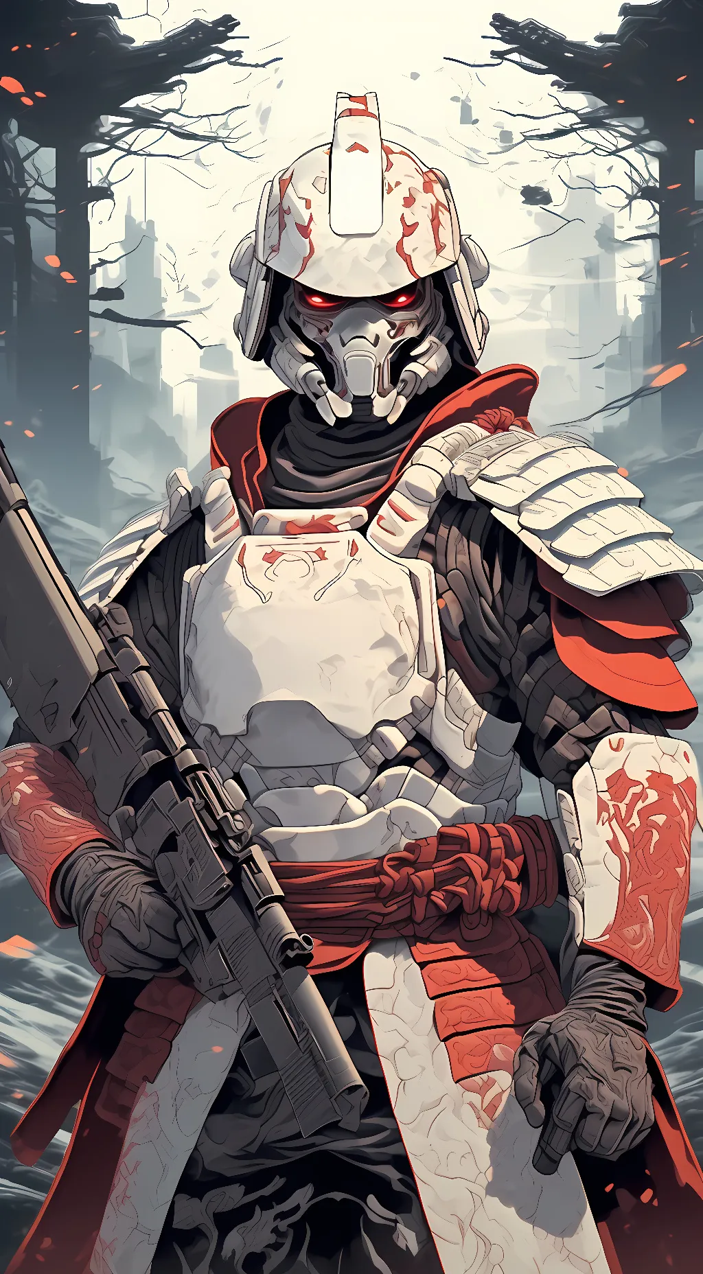 ai character: samurai ghost background