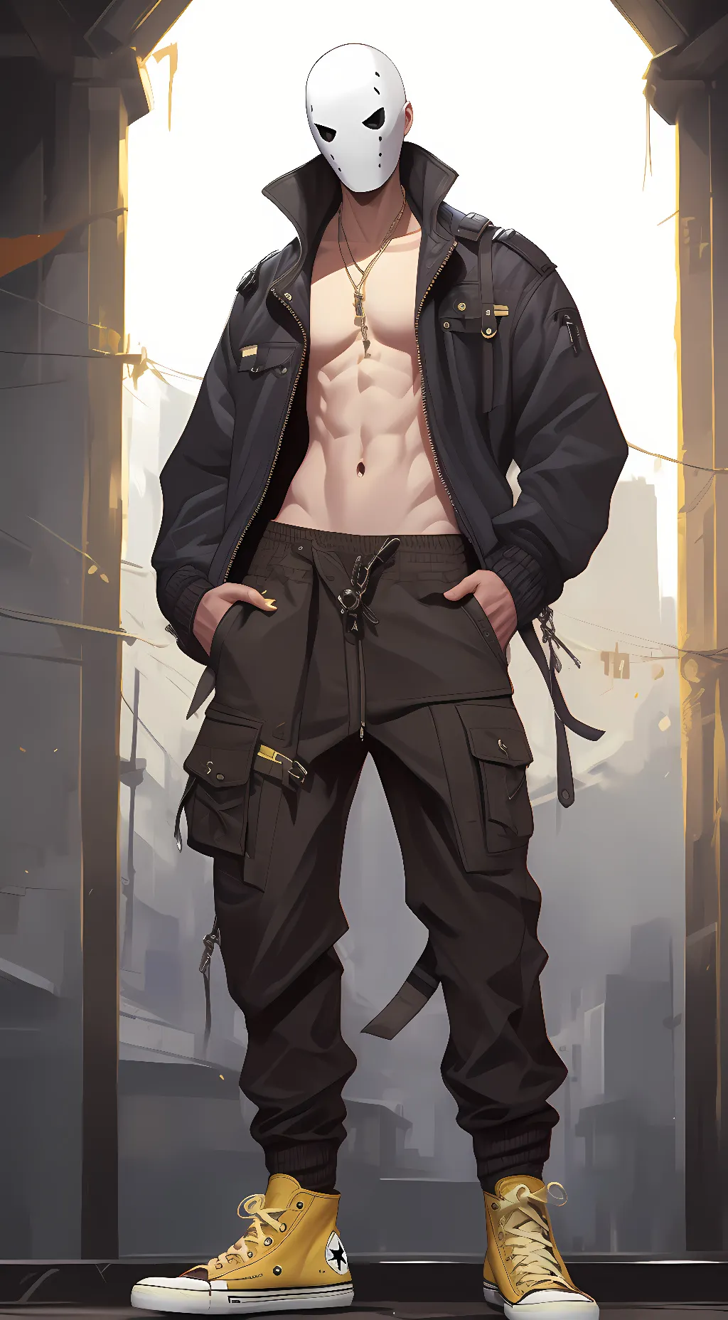 ai character: Cayden Silver background