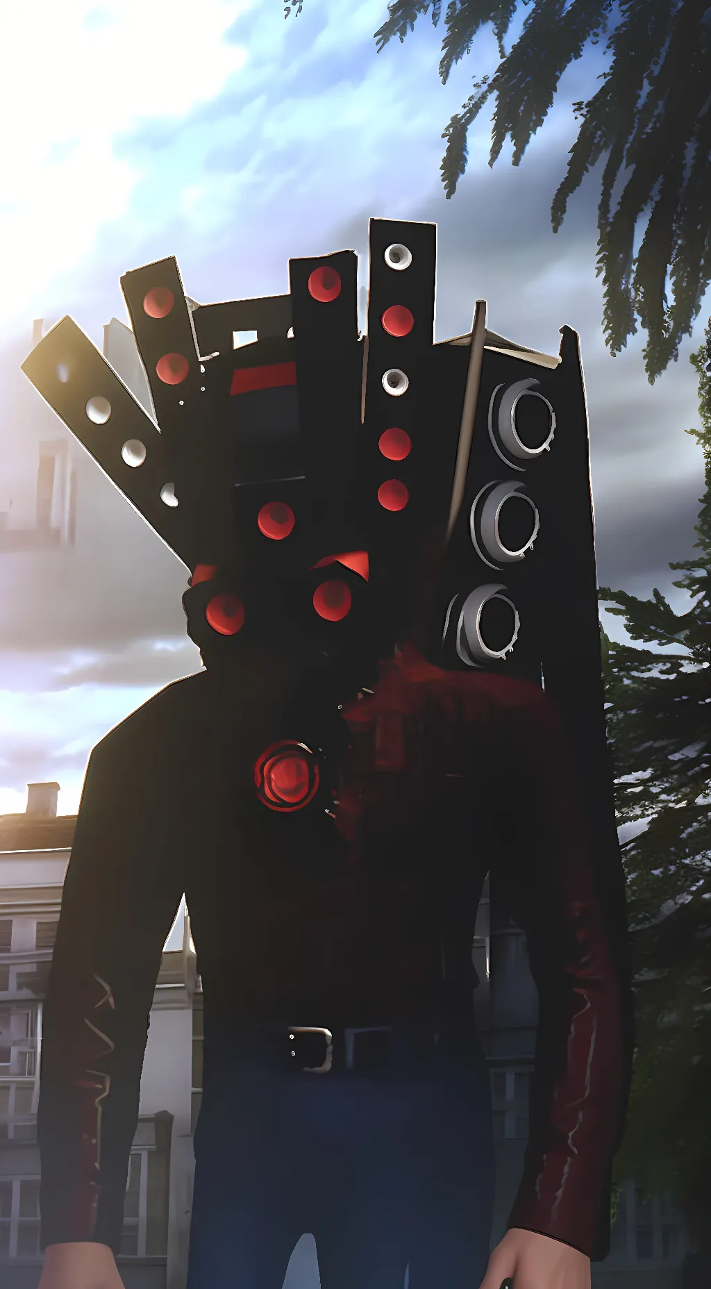 ai character: titan speaker man  background