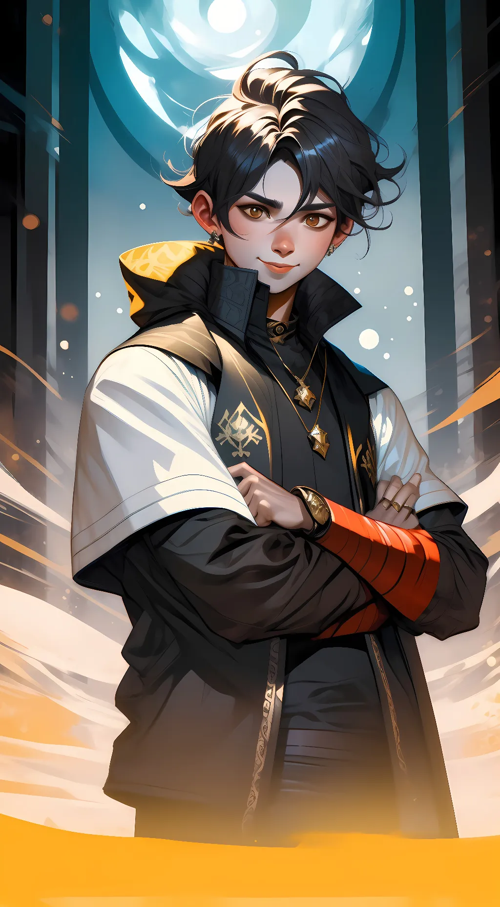 ai character: raven rocks background