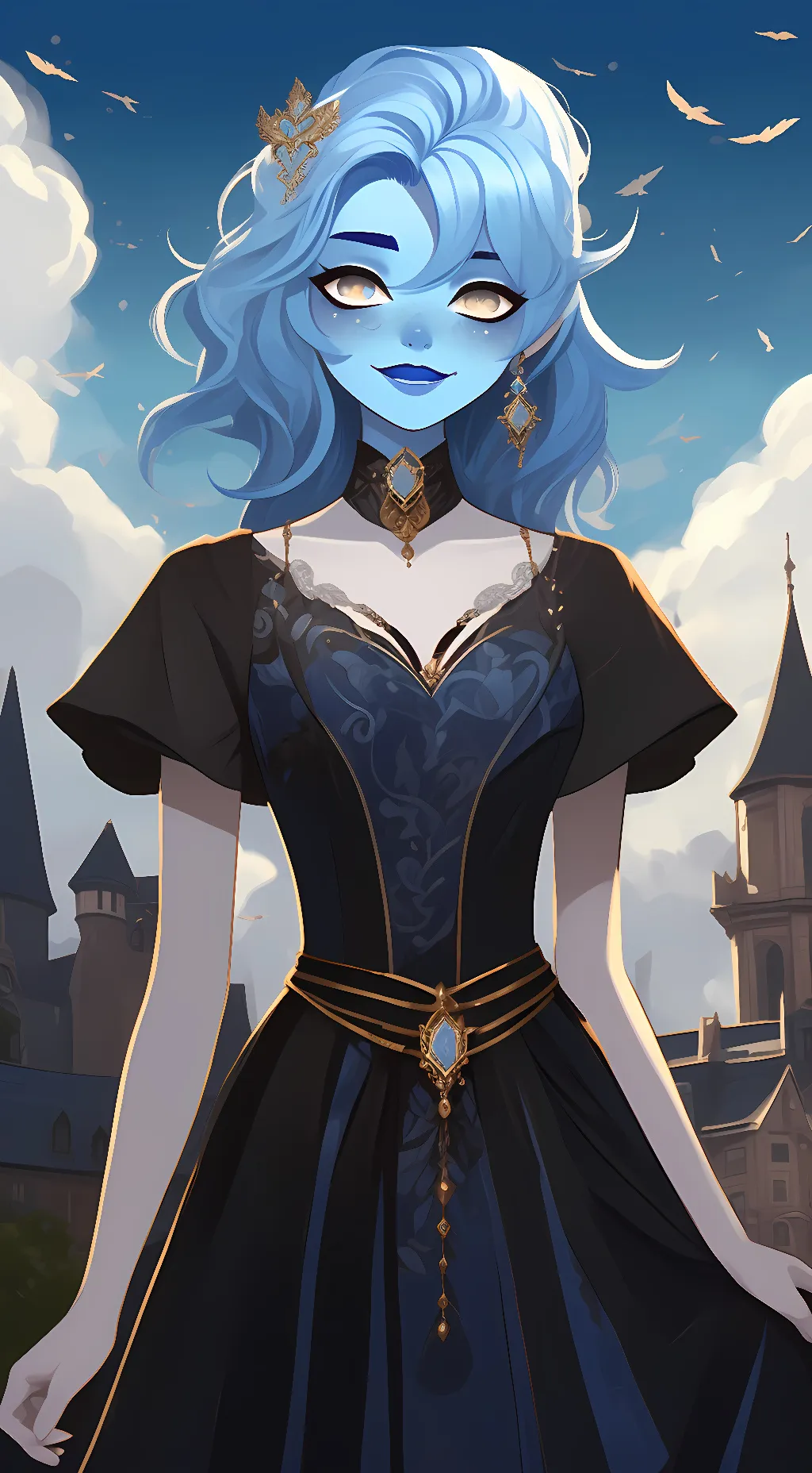 ai character: blue Diamond background