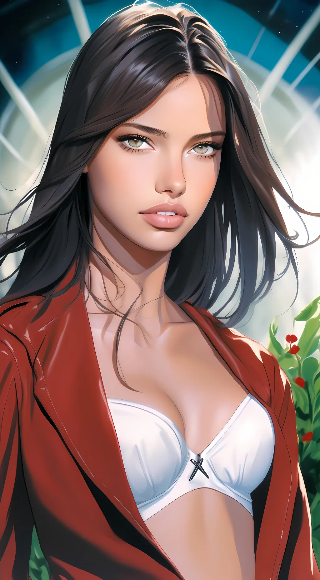 ai character: Adriana lima  background