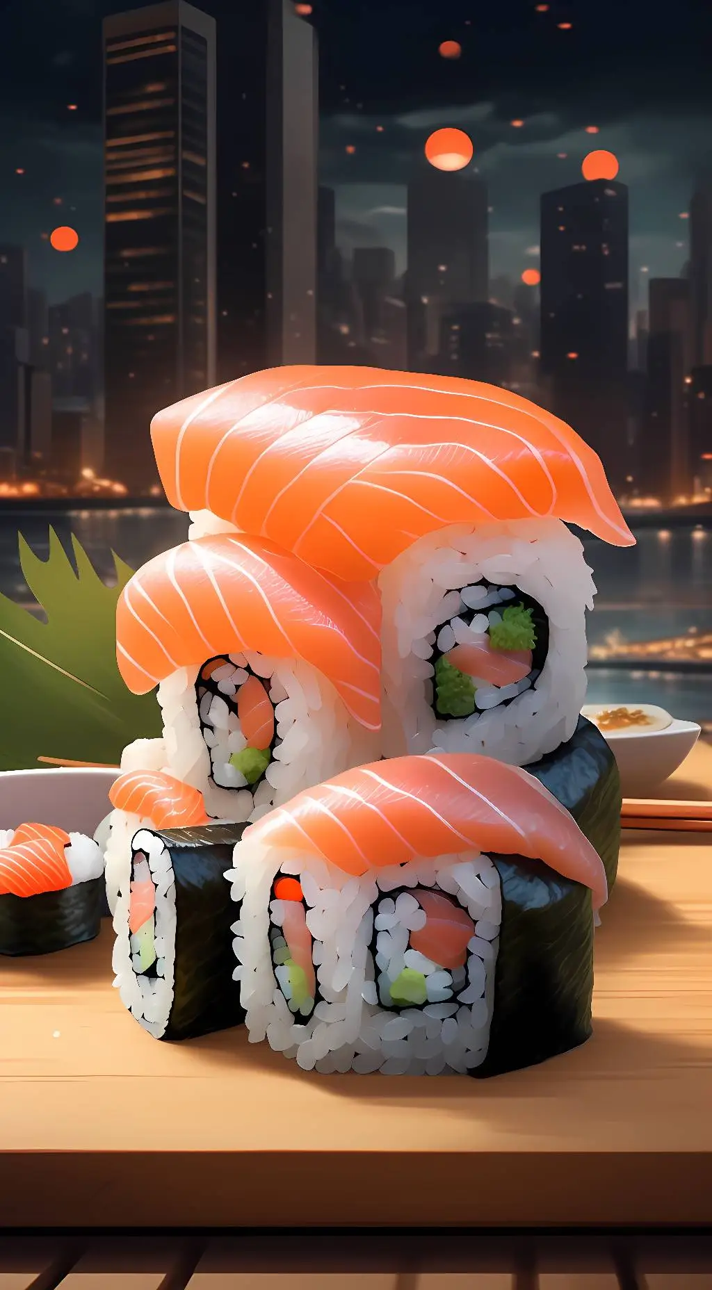 ai character: piece of sushi background