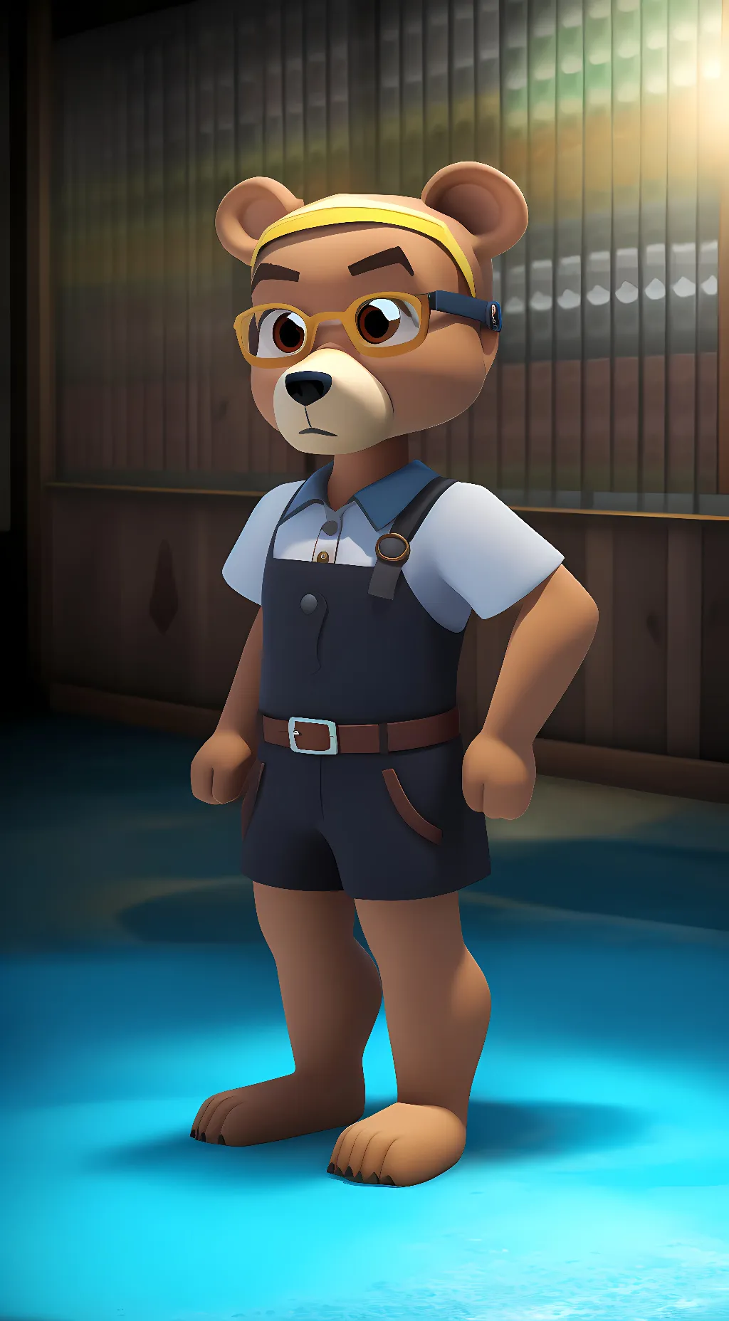ai character: sad bear background