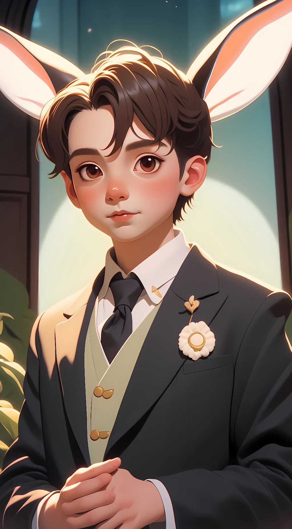 ai character: 3 boy bunnys background