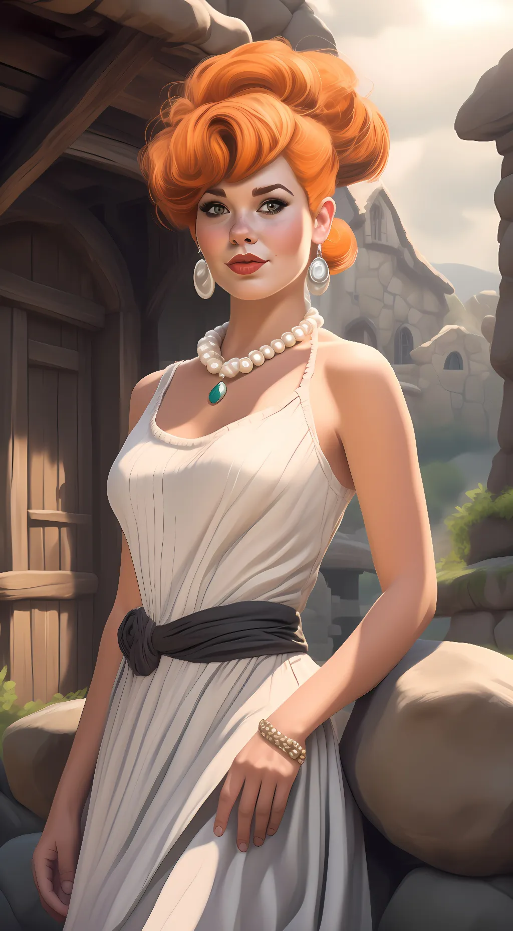 ai character: Wilma Flintstone background