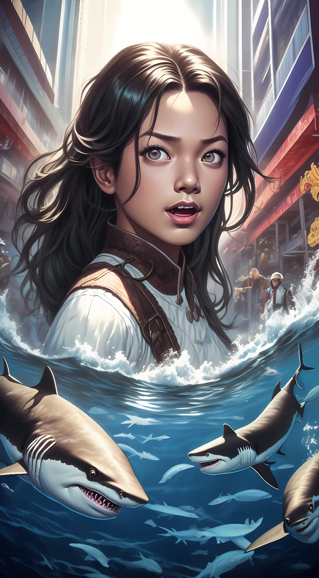 ai character: shark girl background