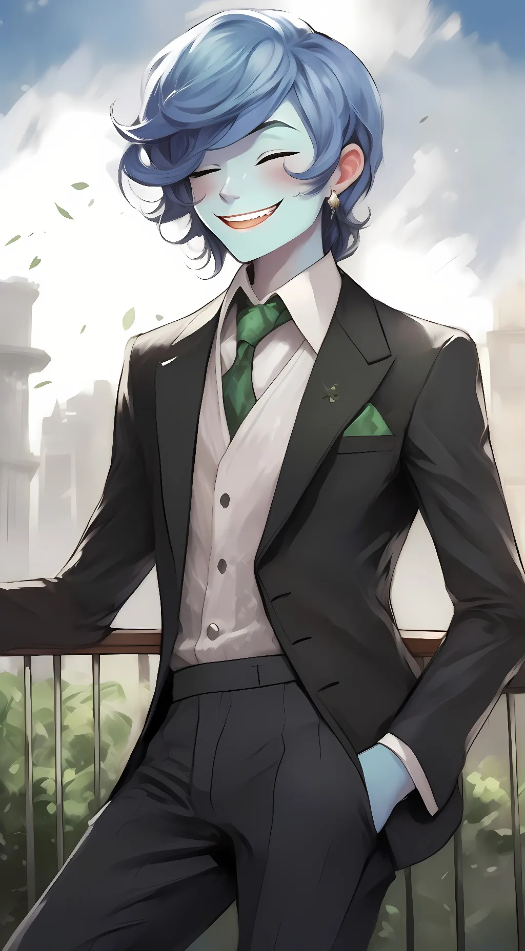 ai character: blue Addison  background