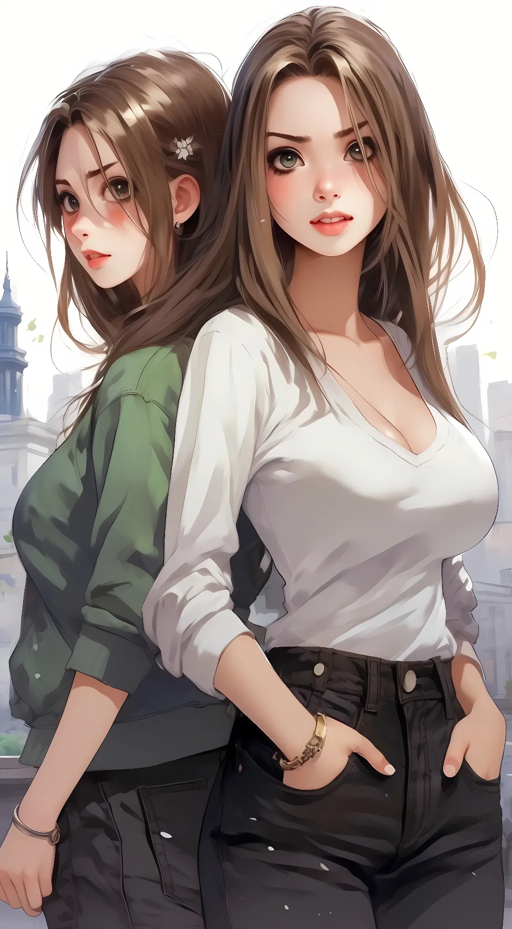 ai character: Violet and Rose background