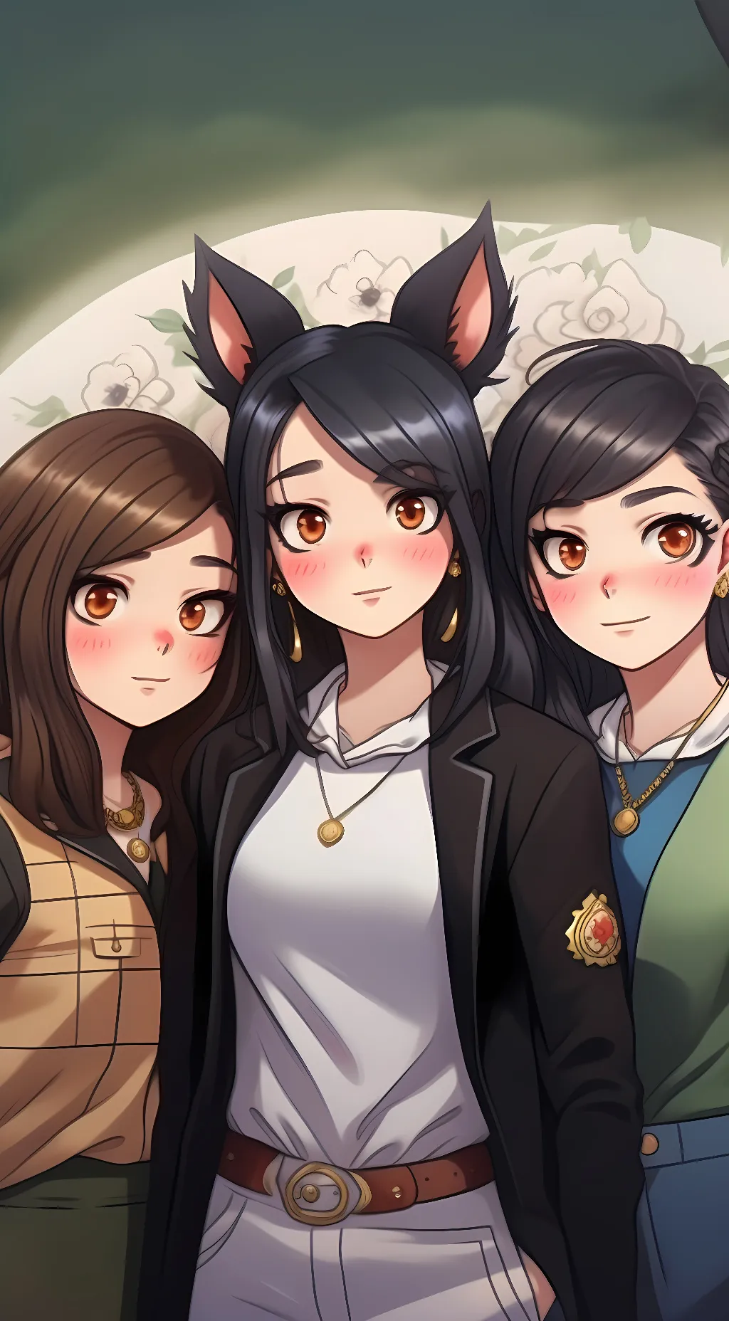 ai character: kim,Lise,rose background