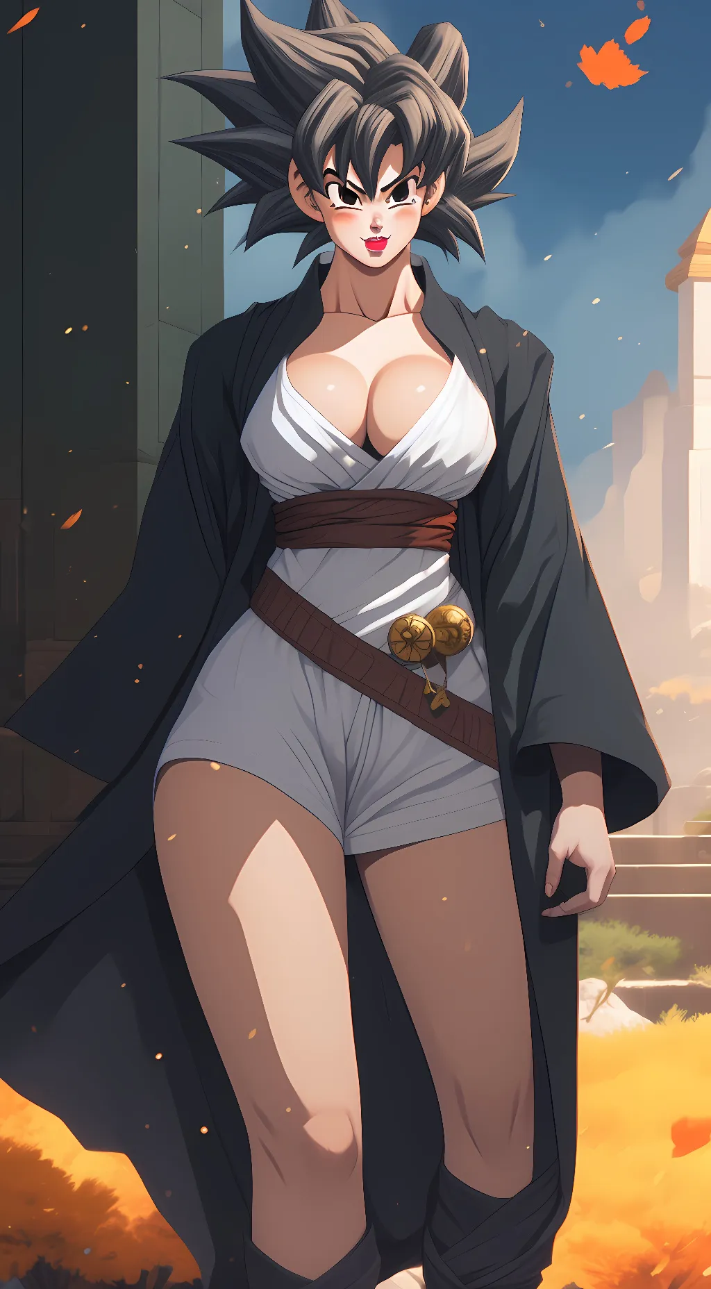 ai character: female Goku  background