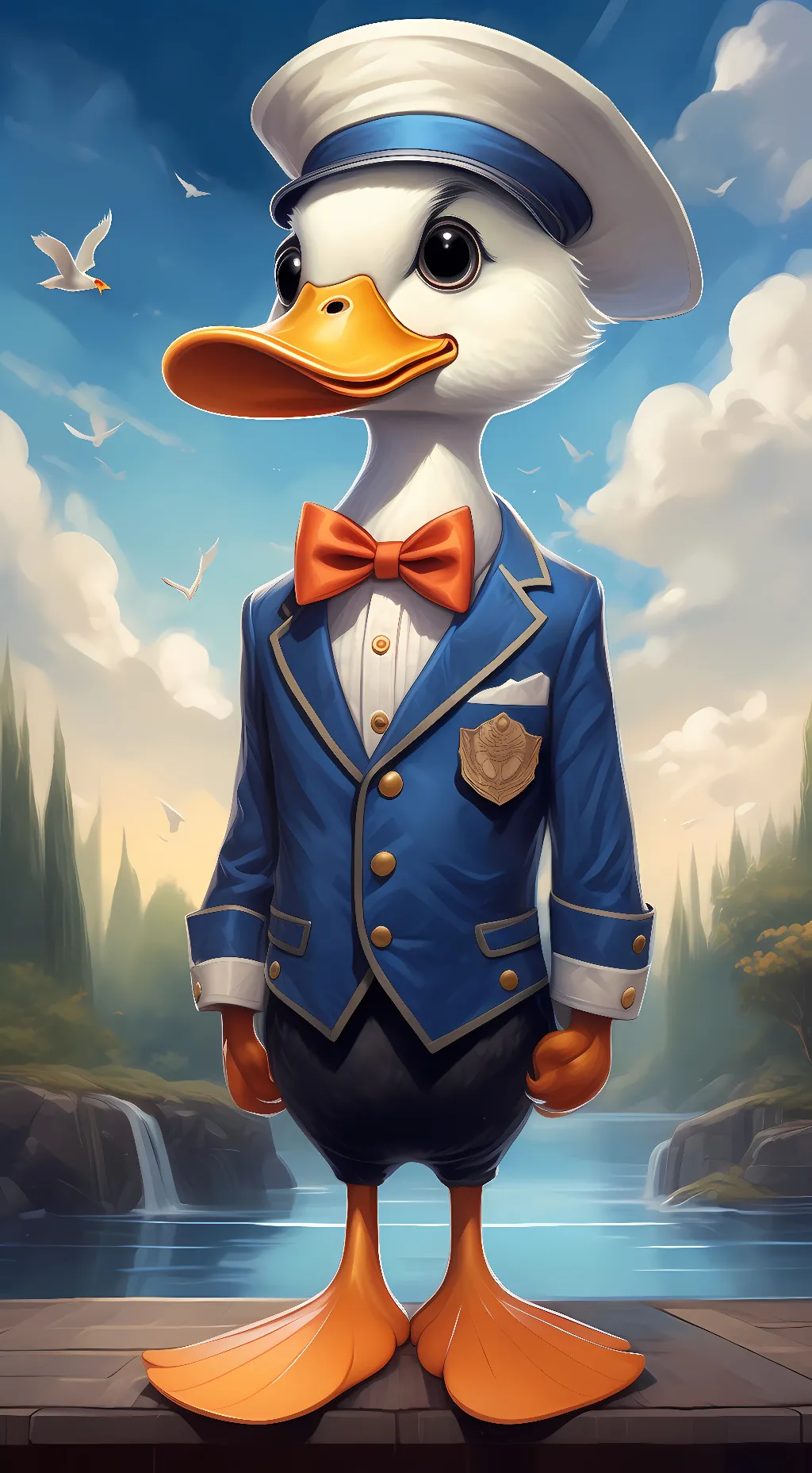 ai character: donald duck background