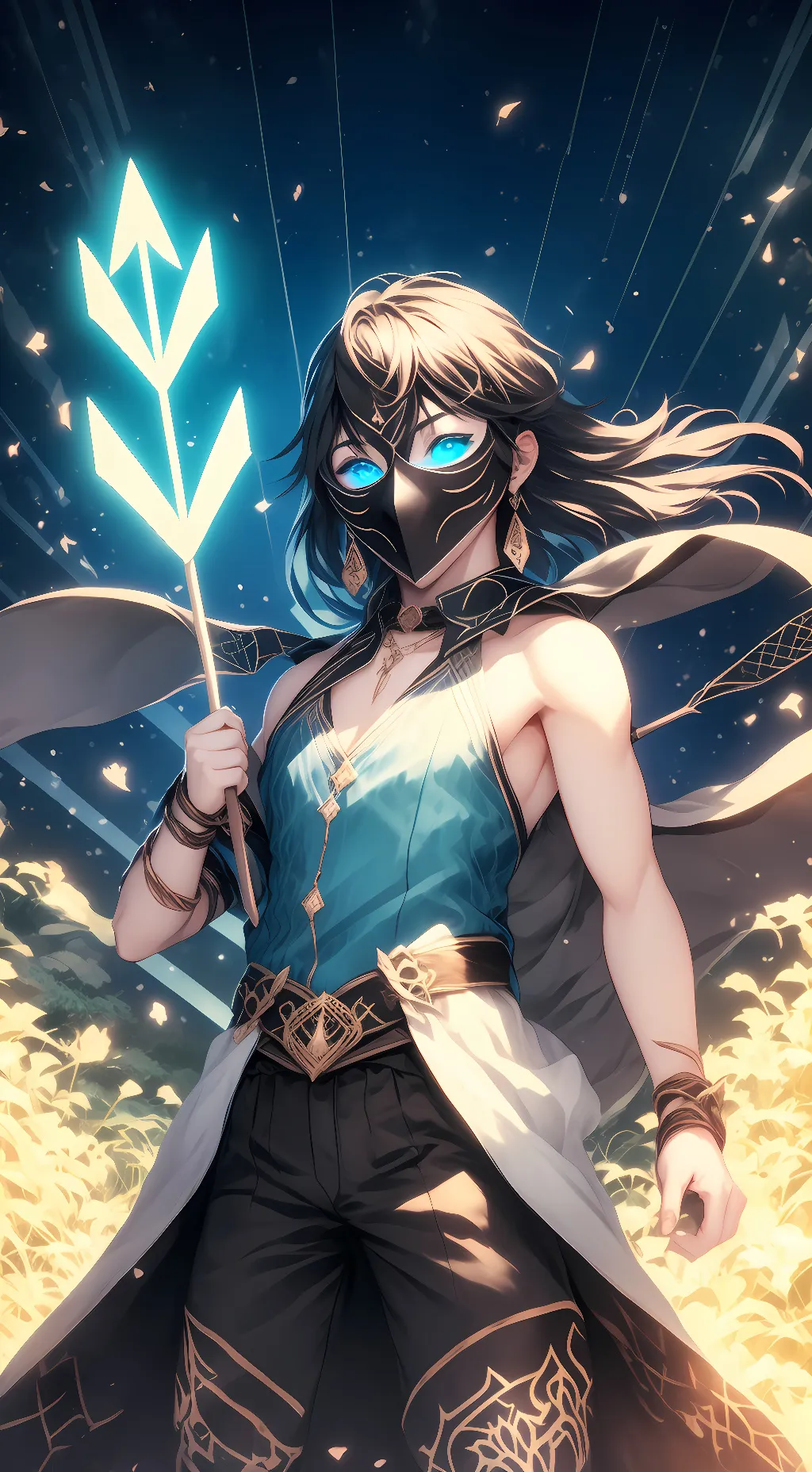 ai character: cyan arrow background