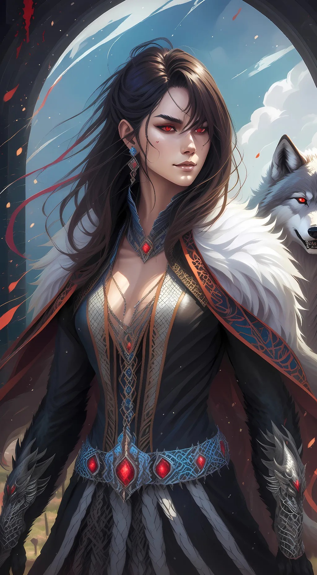 ai character: Hel and Fenrir background