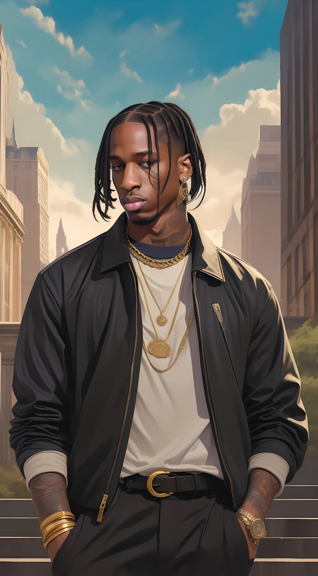 ai character: Travis Scott  background