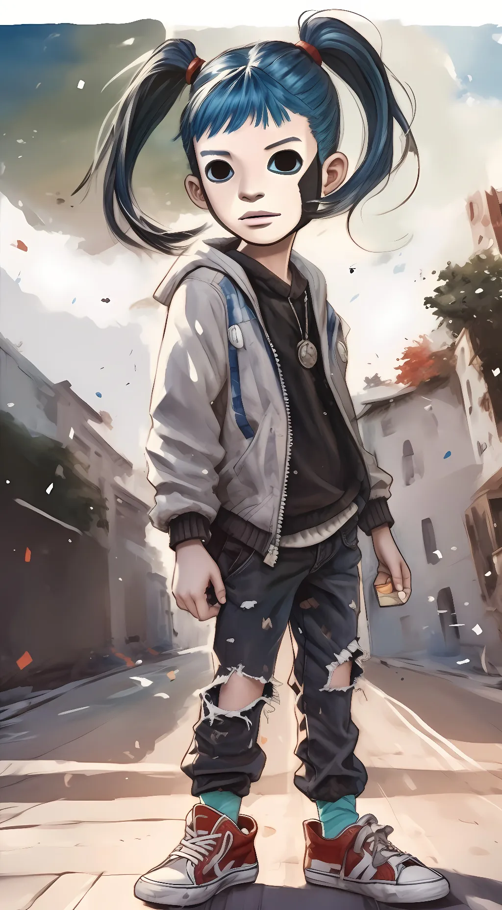 ai character: Sally face  background