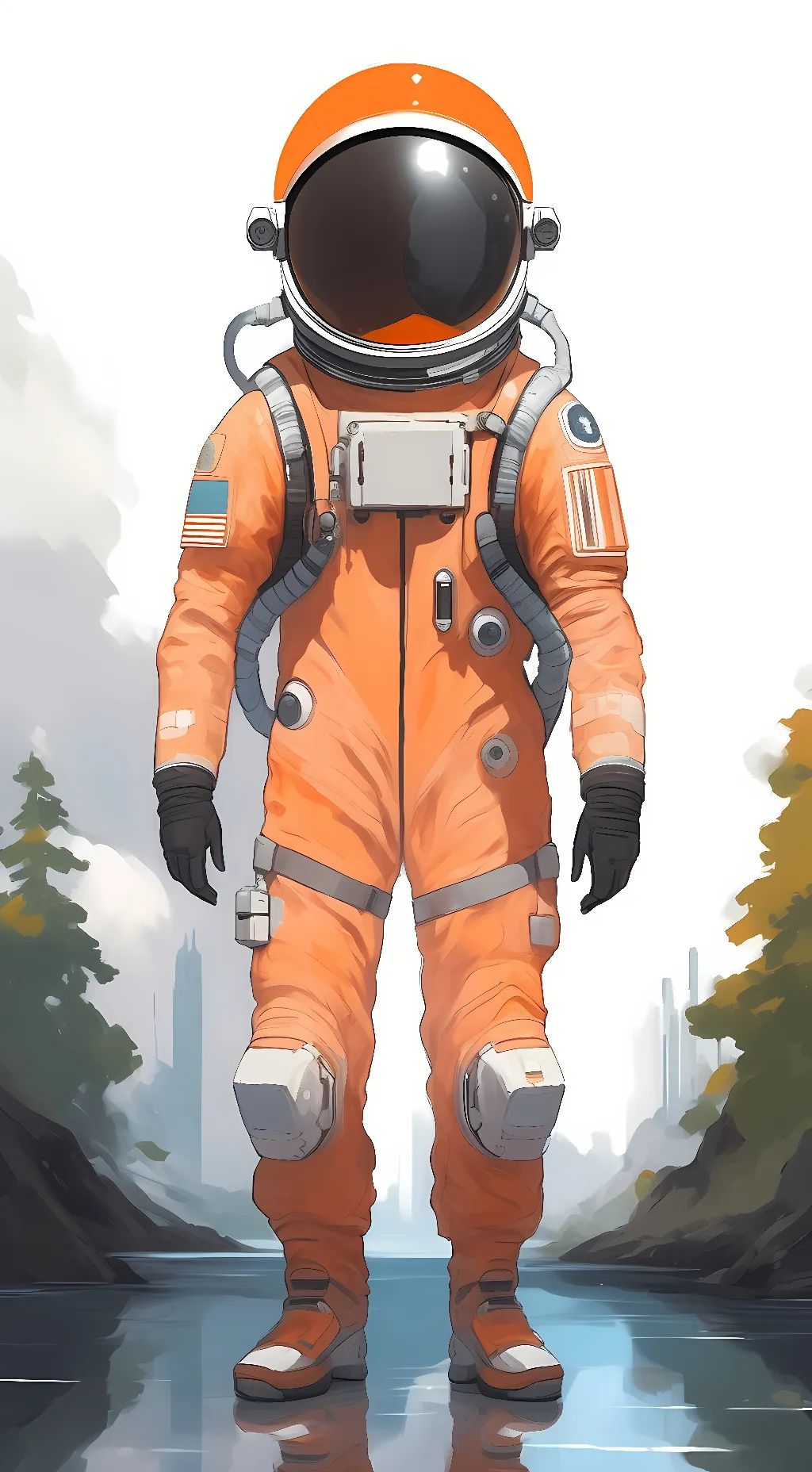 ai character: Orange background