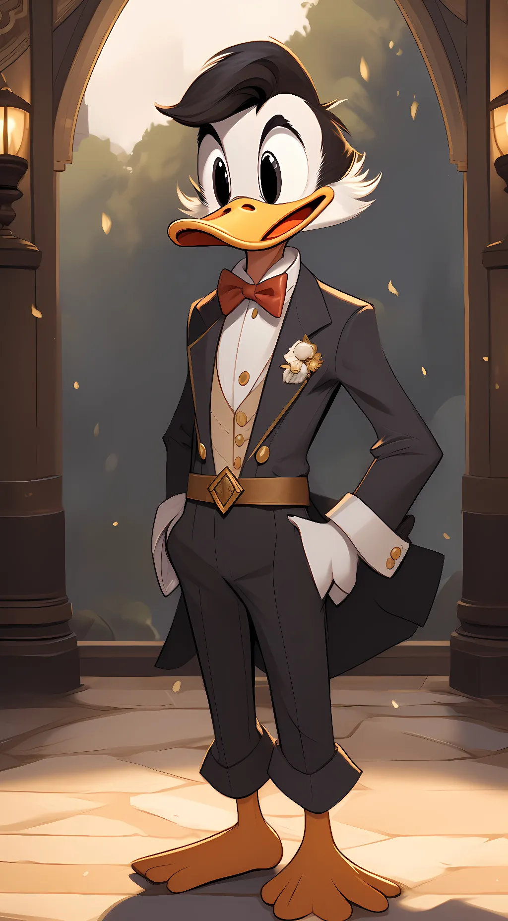 ai character: Dewey Duck  background