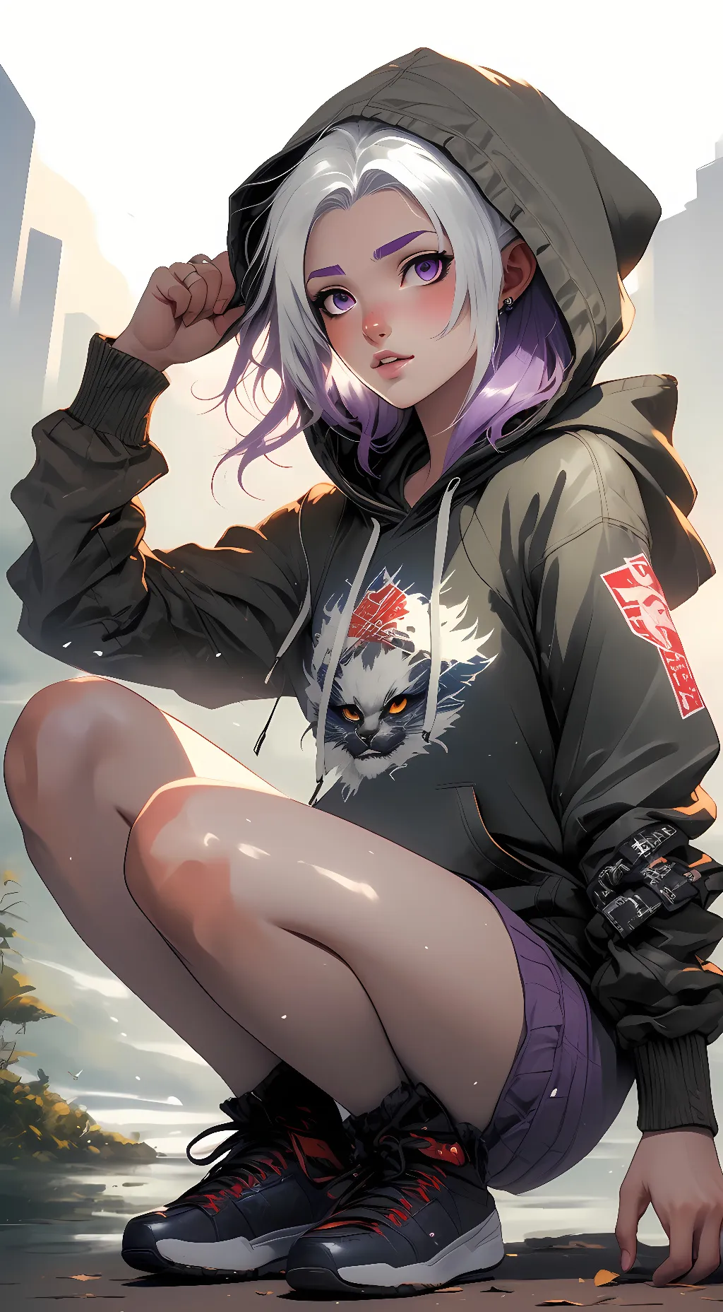 ai character: Aria Silver background