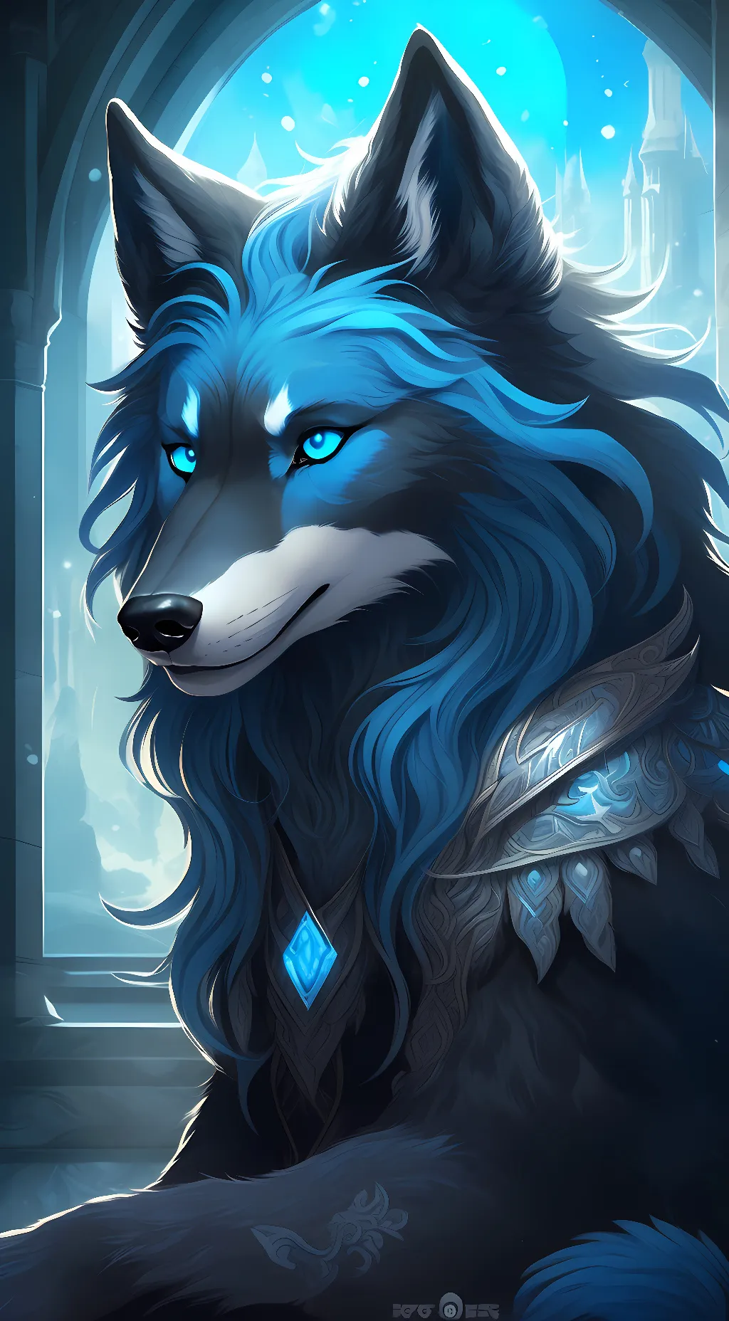 ai character: Adolphine Blue background