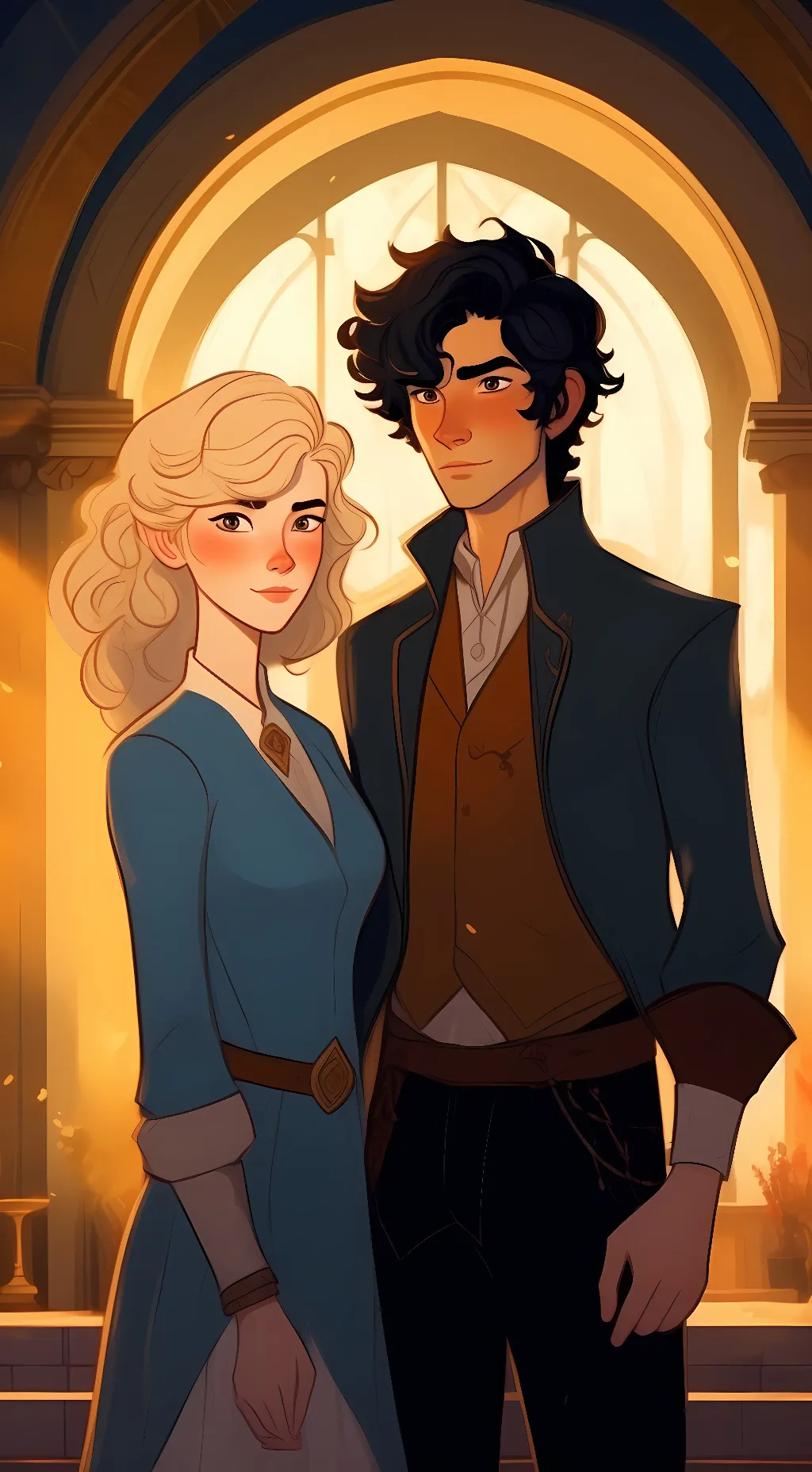 ai character: Annabeth and Percy background
