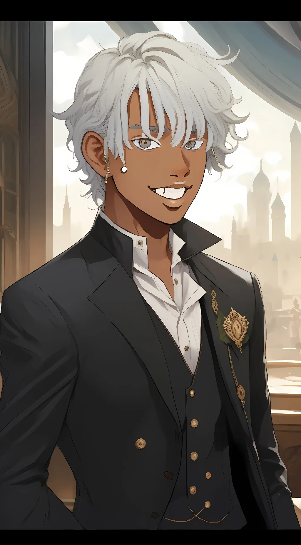 ai character: Black gojo satoru background