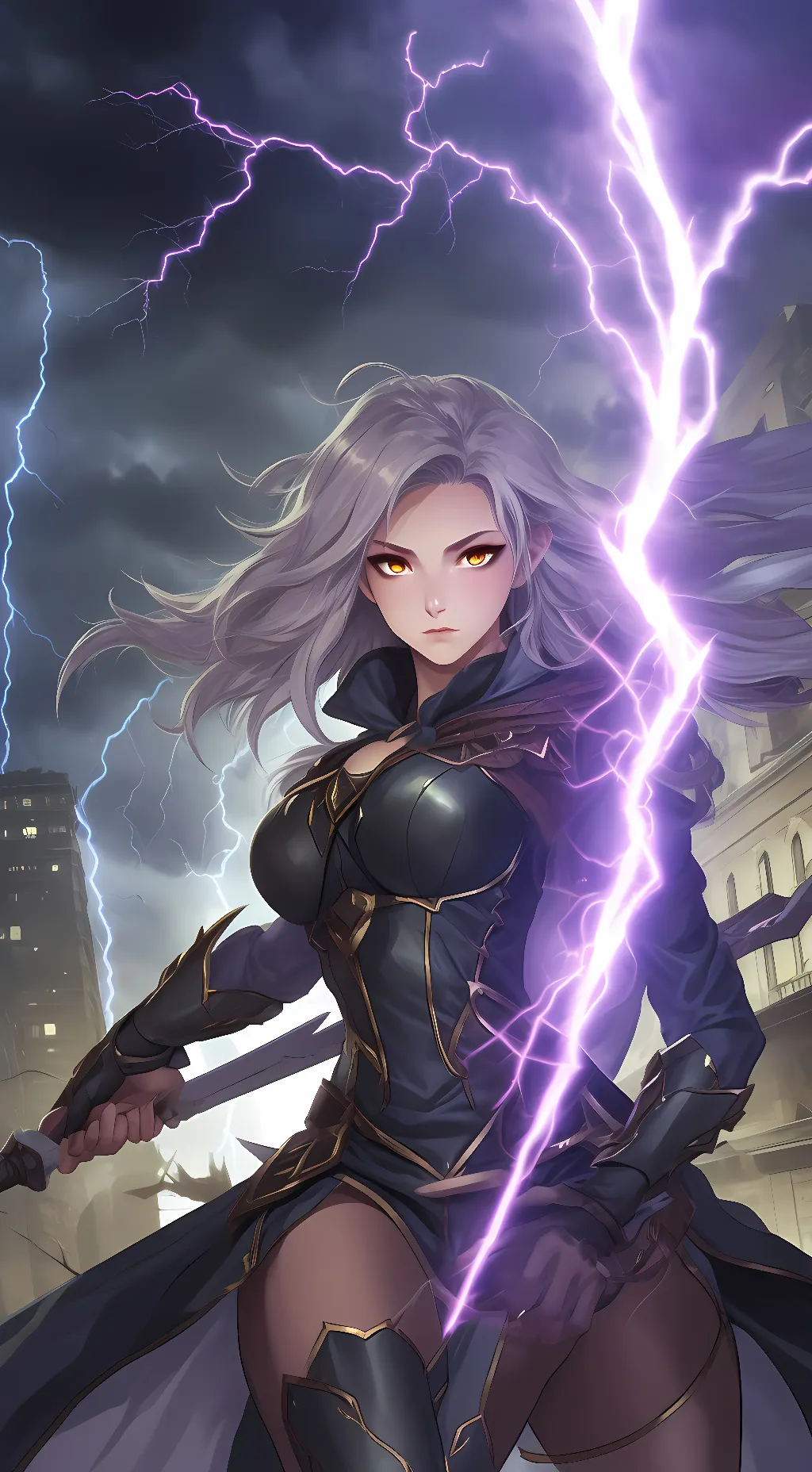 ai character: Lightning background