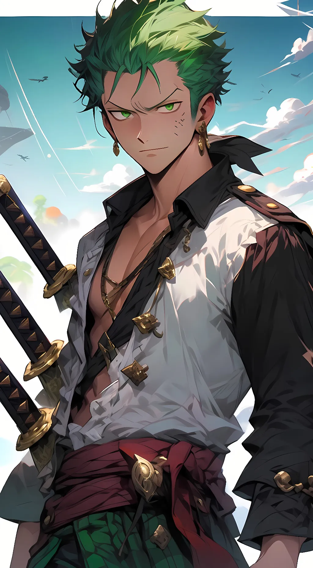 ai character: Zoro  background