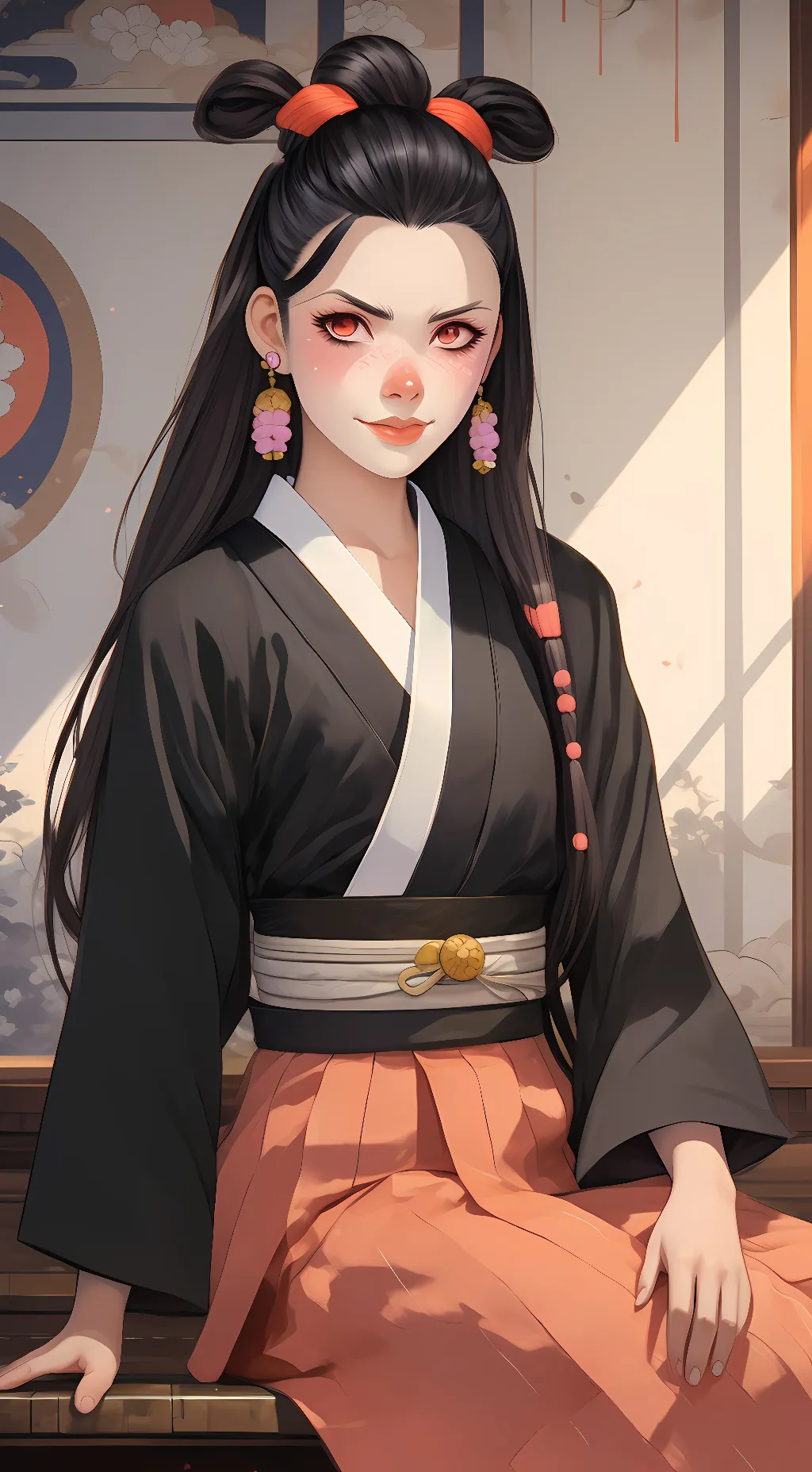 ai character: daki and nezuko  background