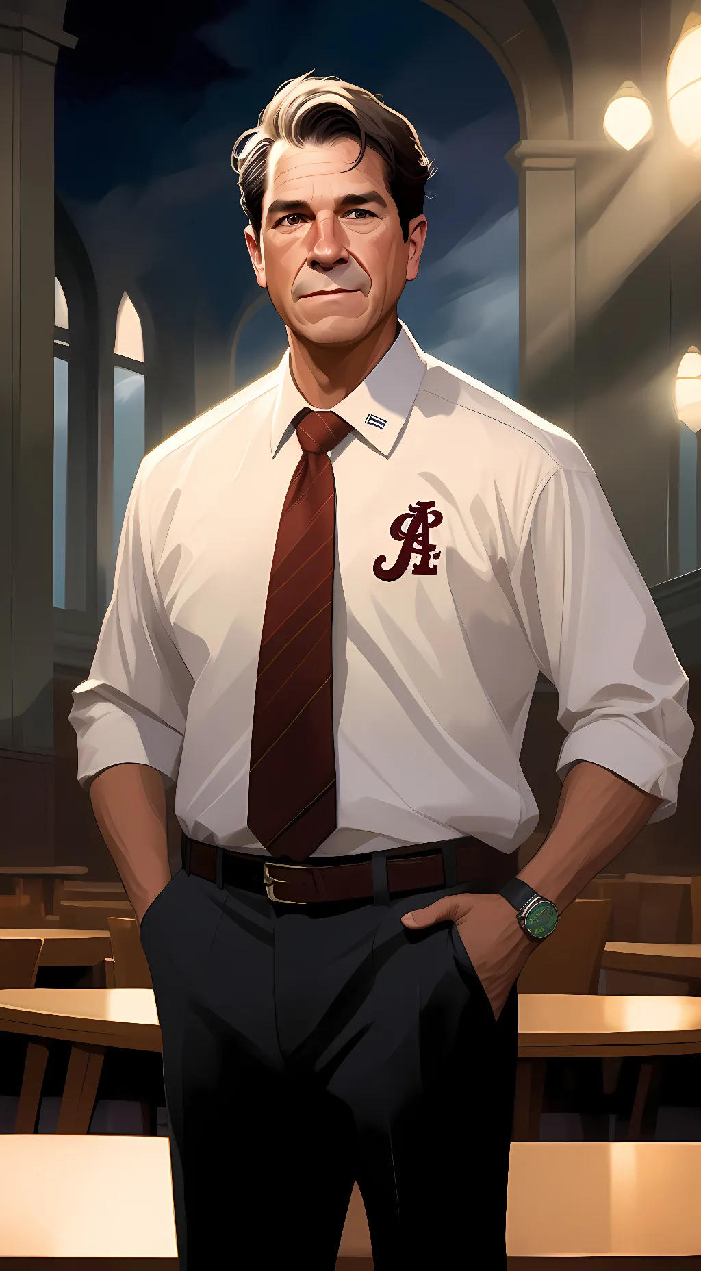 ai character: Coach Nick Saban background