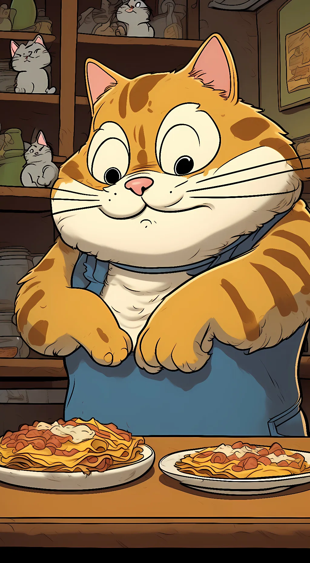 ai character: Garfield  background