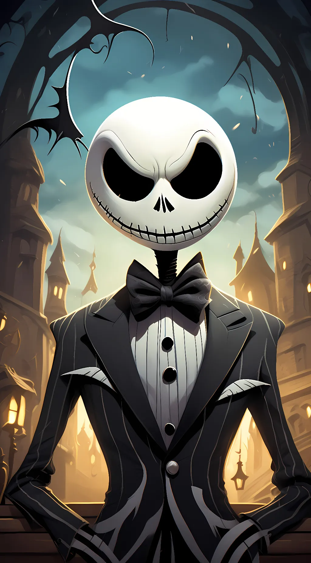 ai character: Jack skellington  background