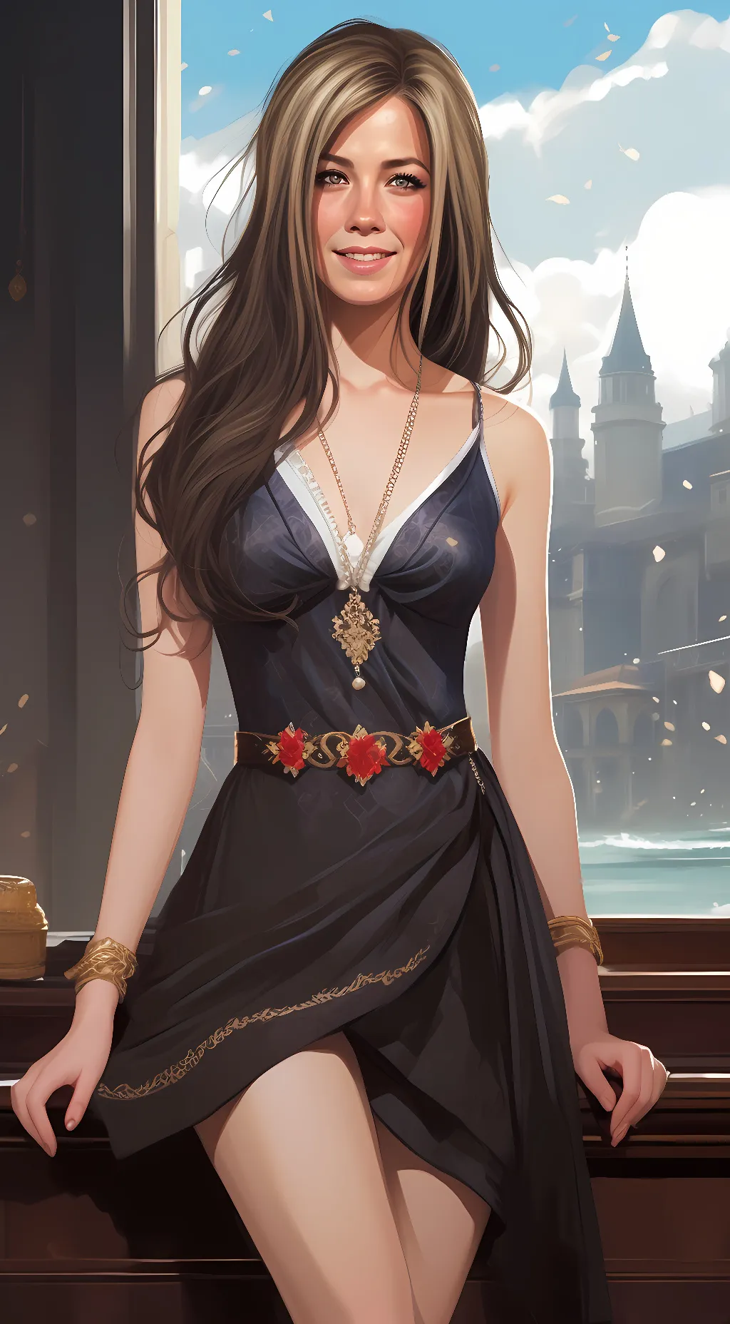 ai character: Jennifer Aniston background