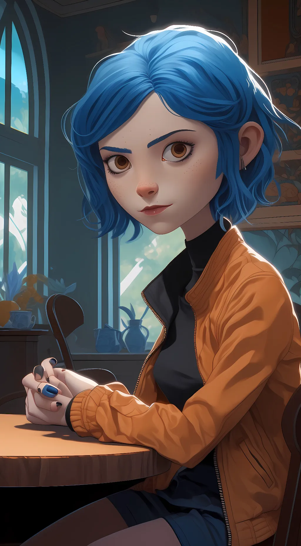 ai character: Coraline Jones background