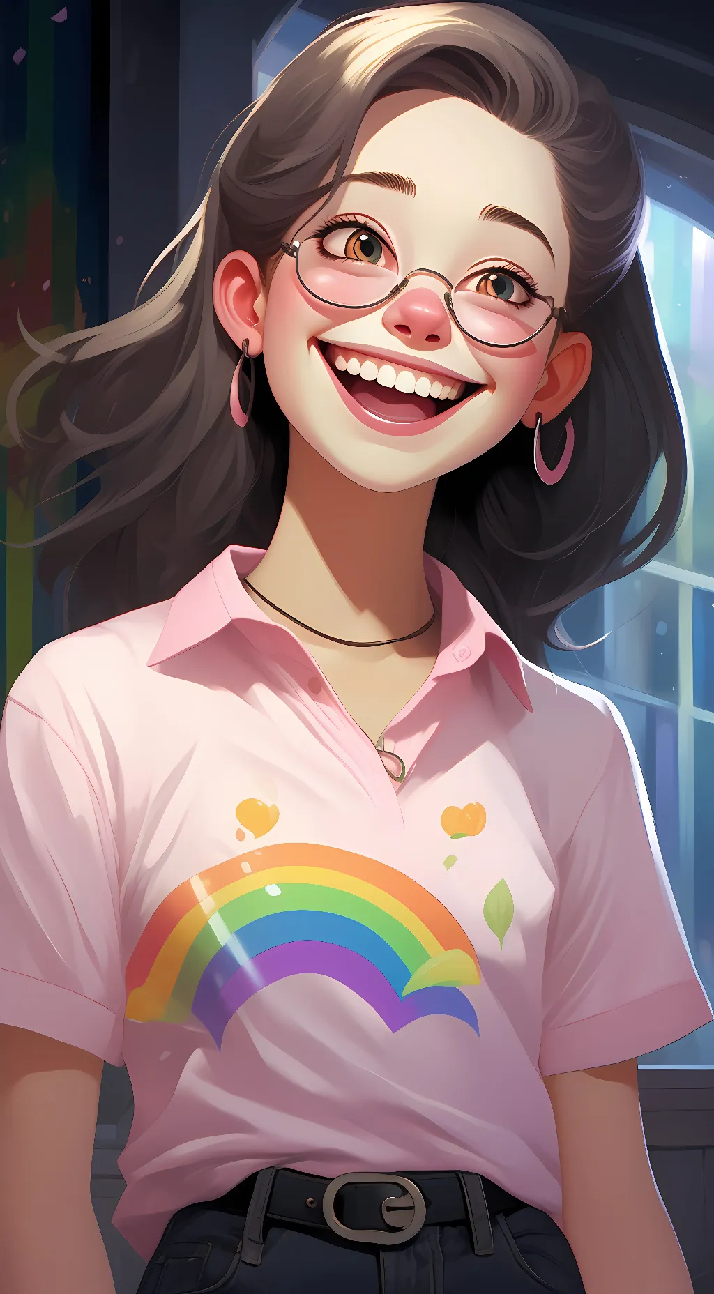 ai character: Maybe pines background