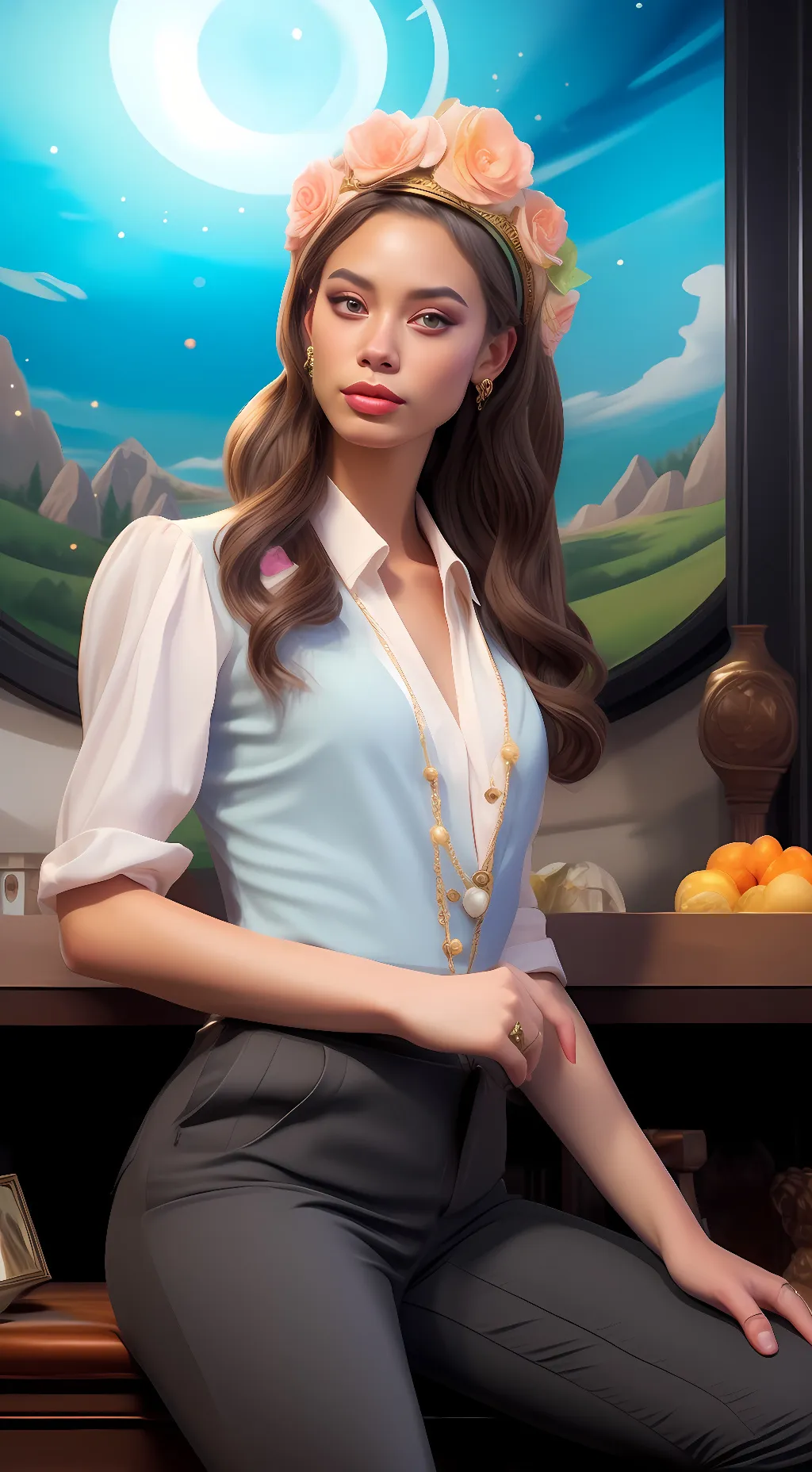 ai character: Delfina Suarez  background