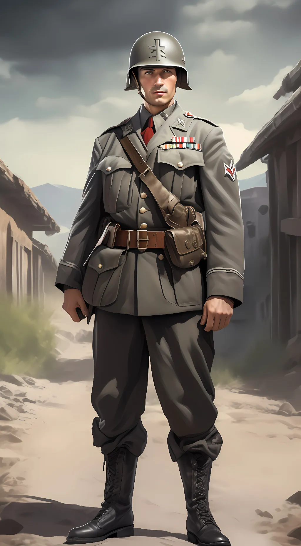 ai character: Leon WW2 background