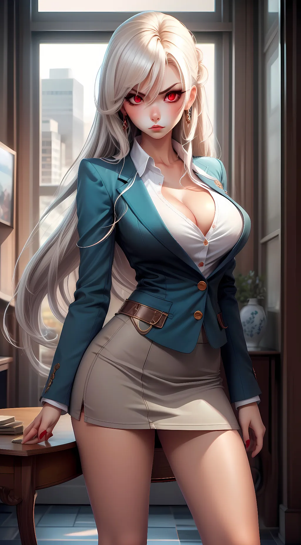 ai character: Moka Akashiya  background