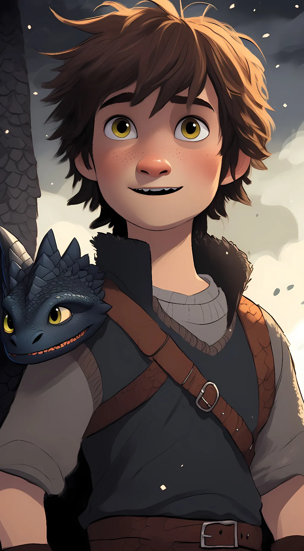 ai character: Hiccup + Toothless background
