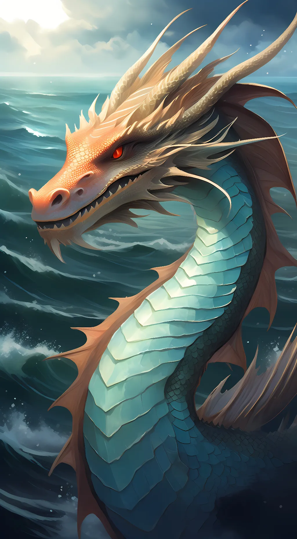 ai character: sea dragon background