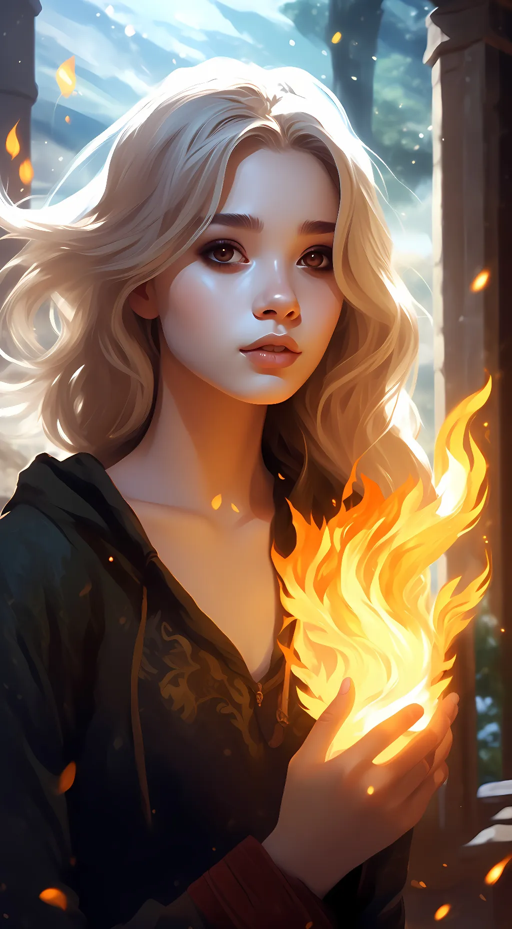 ai character: Amber background