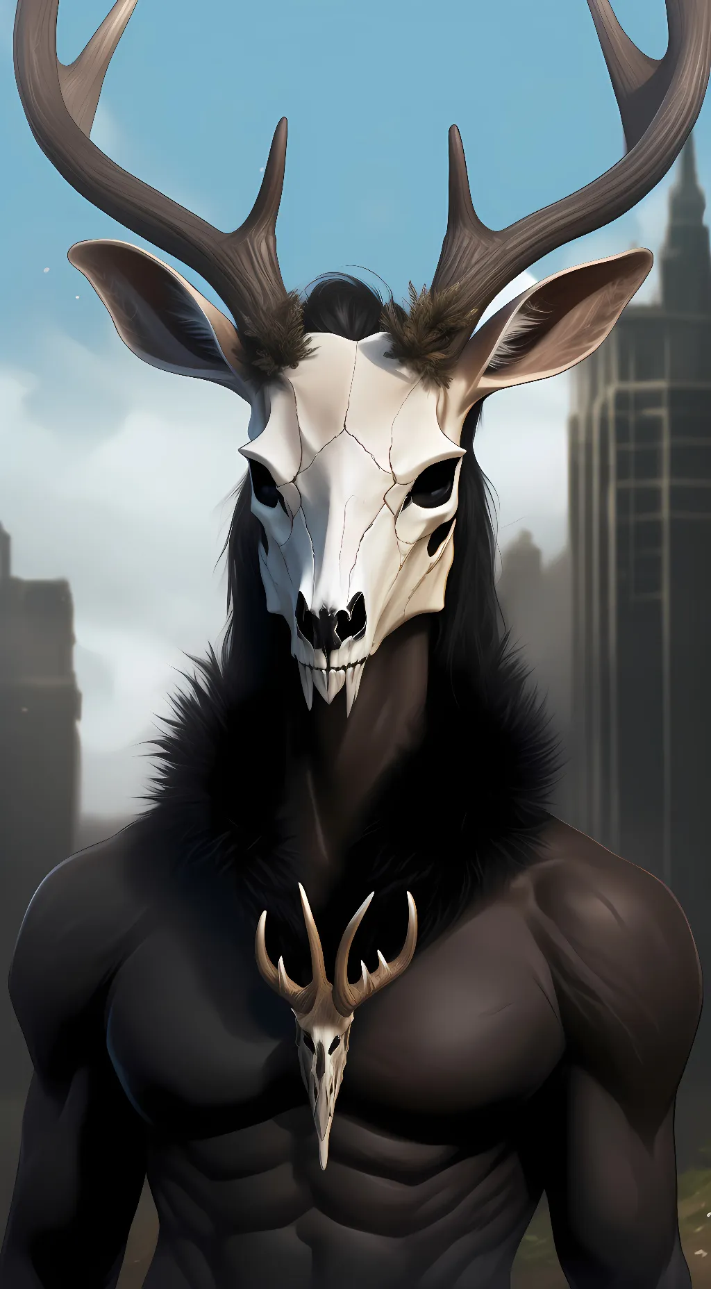 ai character: Female Wendigo  background