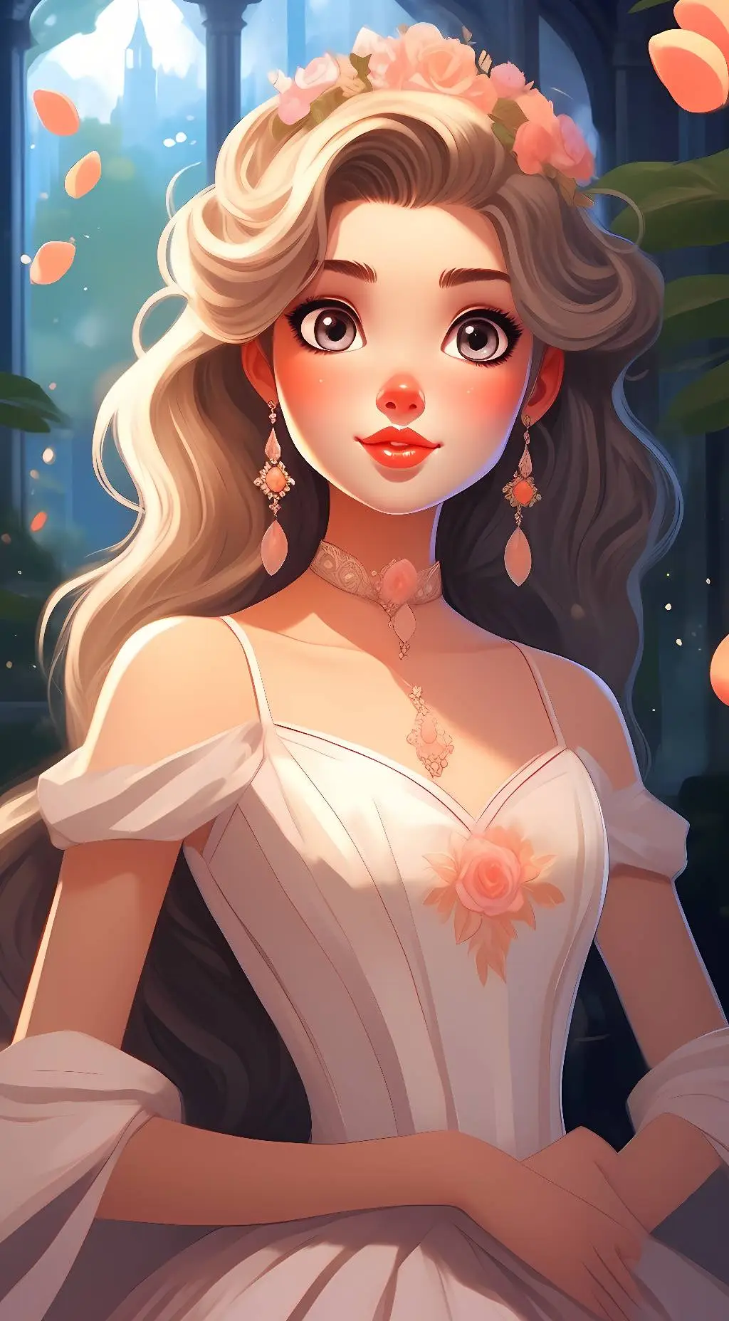 ai character: Princess Peach  background